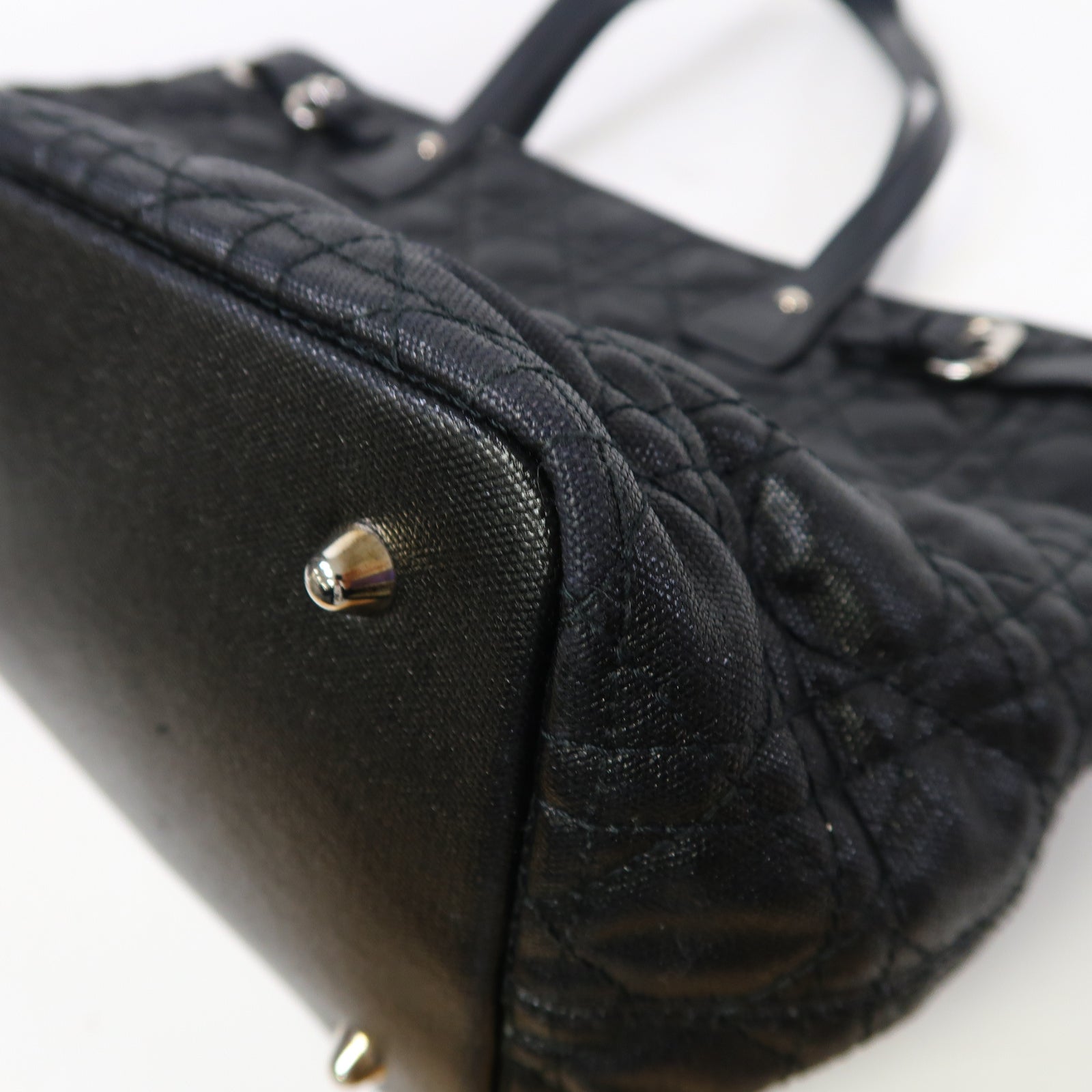 Dior 尼龍Cannage Tote Bag銀扣手挽袋黑色