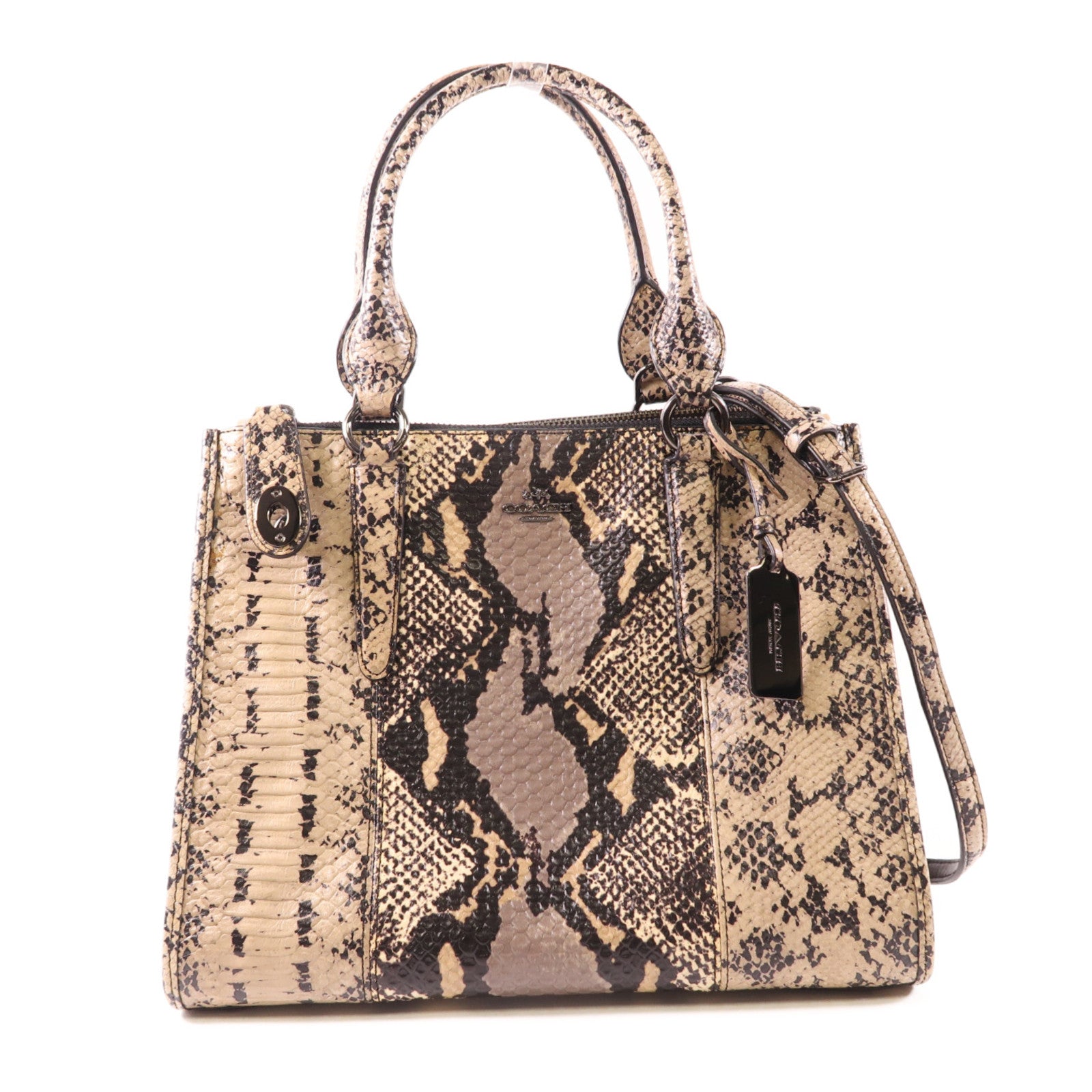 COACH 2 Way Bag 37177 Leather Grey/Black
