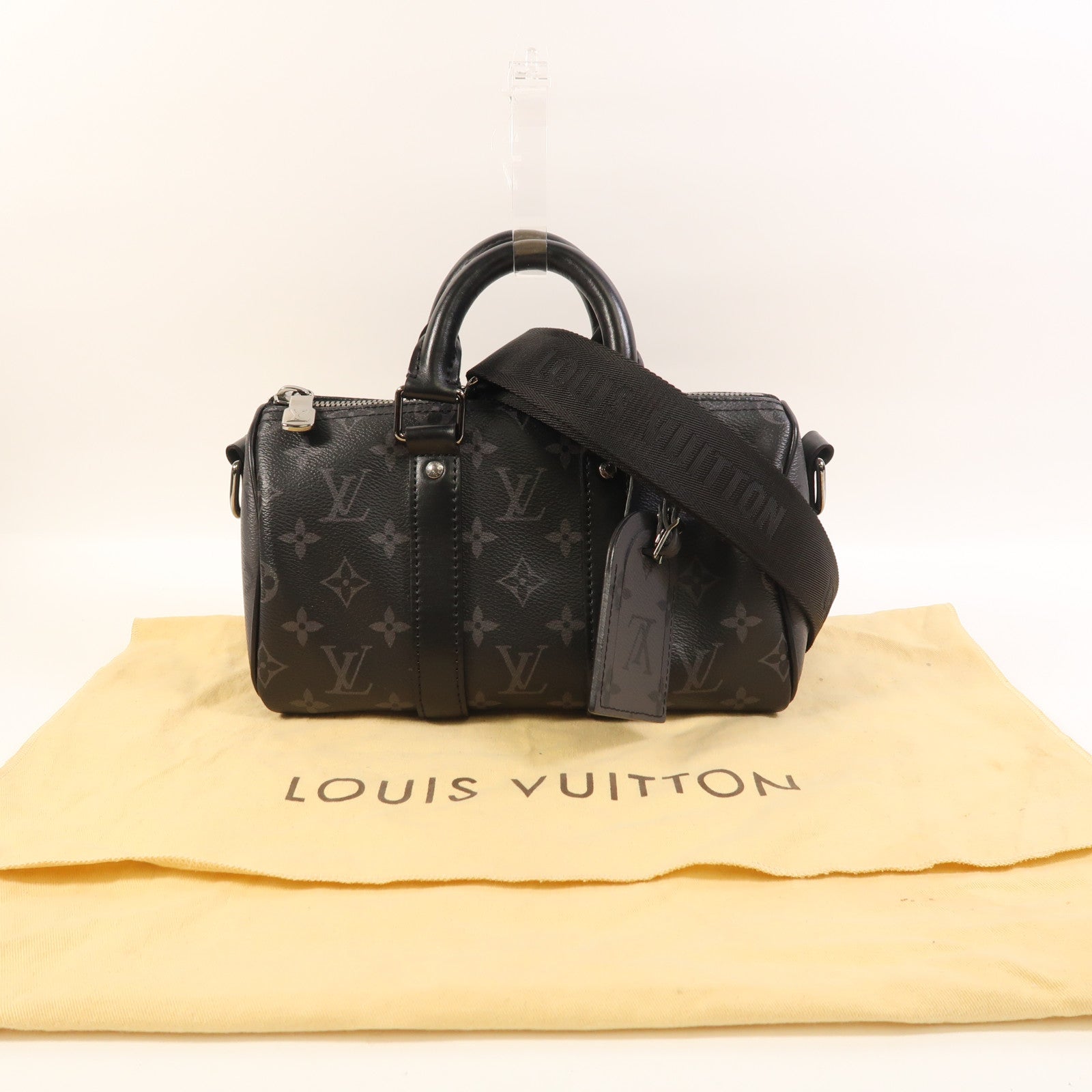 LOUIS VUITTON Monogram Eclipse Keepall Bandouliere 25手挽肩背兩用袋