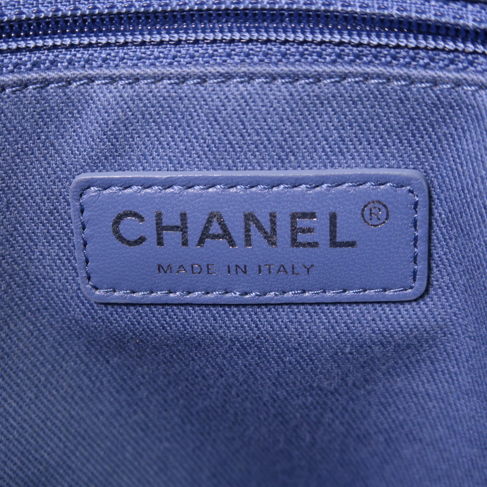 CHANEL 帆布Deauville Tote銀扣肩背袋