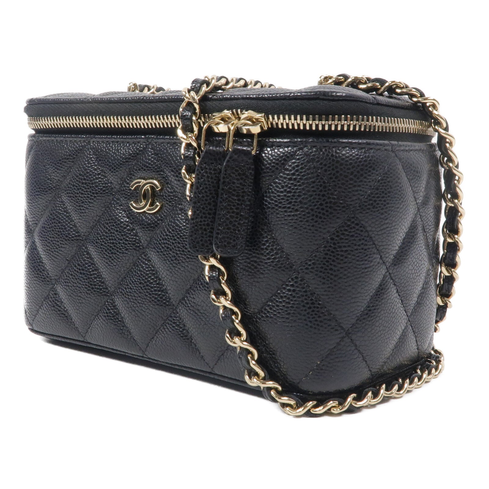 CHANEL 牛皮皮革Vanity Case鏈帶肩背袋