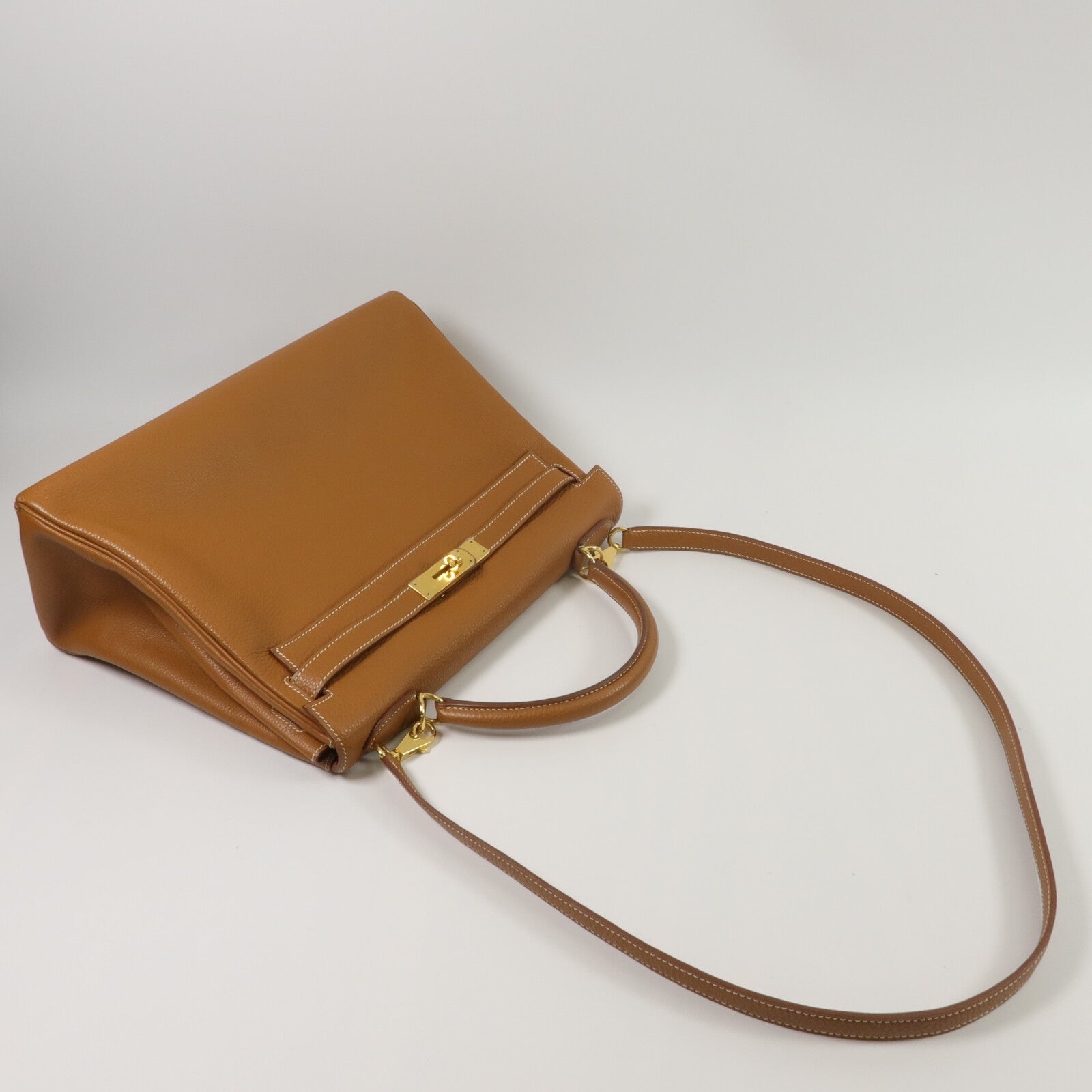HERMES Togo皮革Kelly 32手挽肩背兩用袋Gold