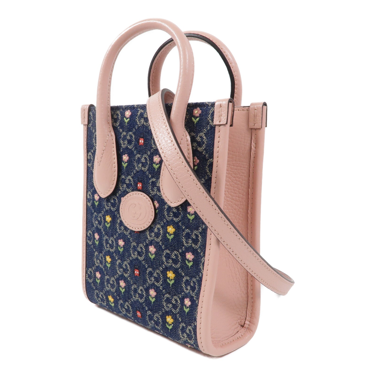 GUCCI 牛仔布Interlocking G Mini Tote手挽肩背兩用袋
