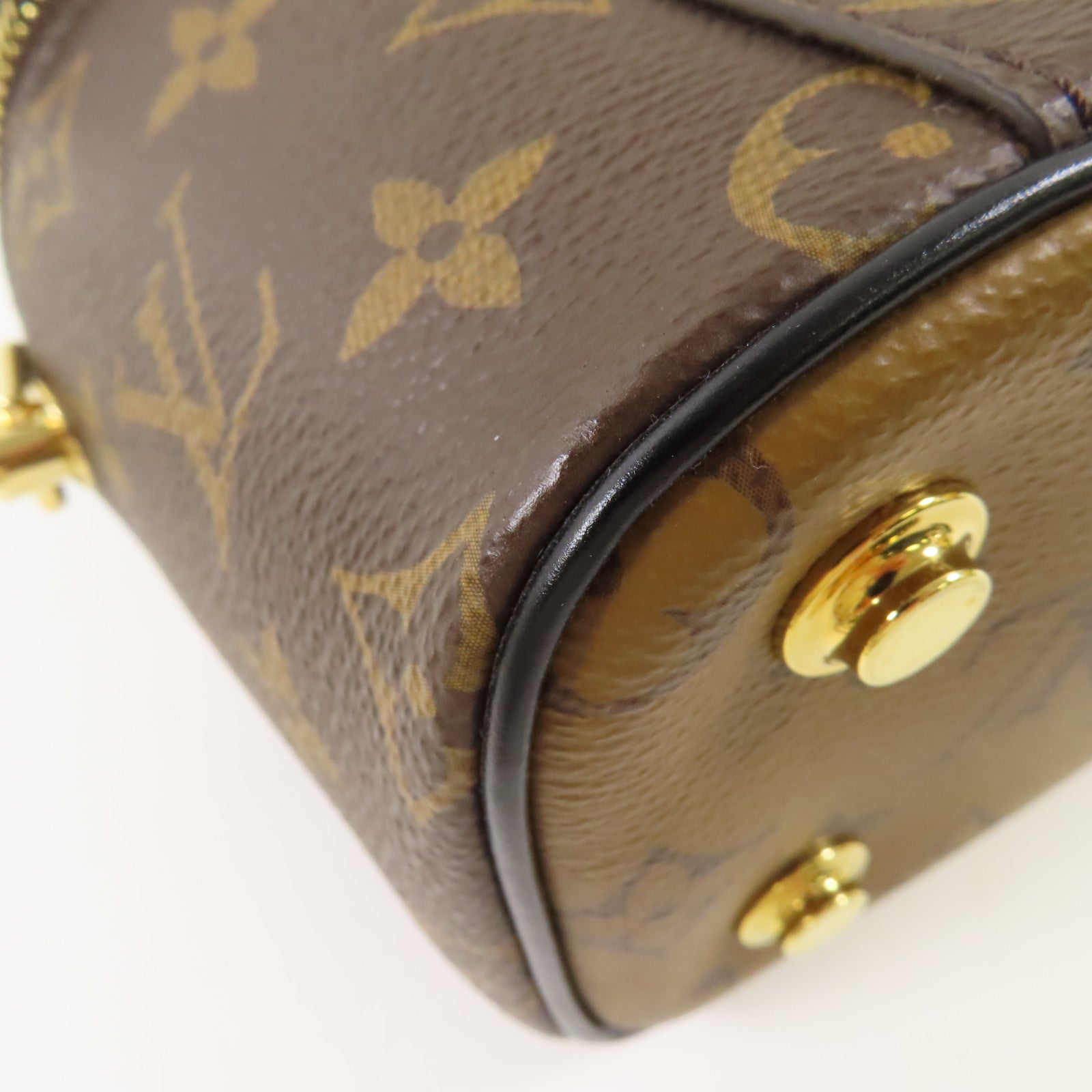LOUIS VUITTON Monogram Reverse Vanity PM金扣手挽肩背兩用袋棕色