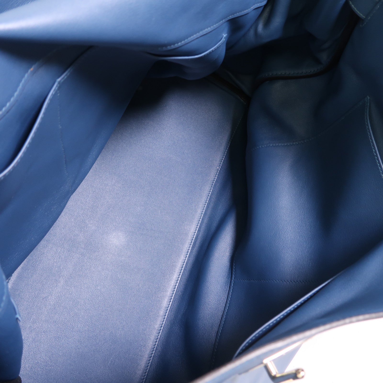 HERMES Swift皮革Kelly 50銀扣手挽袋Bleu Saphir