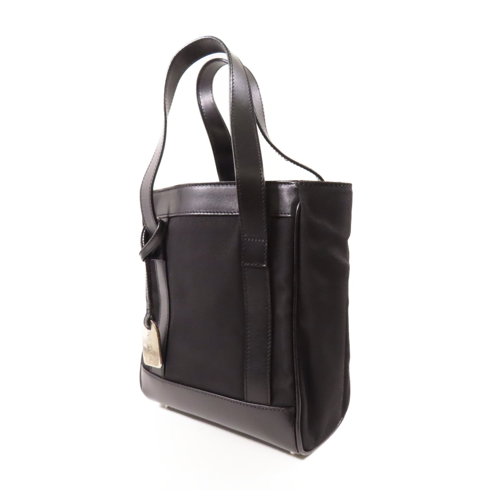 GUCCI 尼龍/皮革Handbag銀扣手挽袋