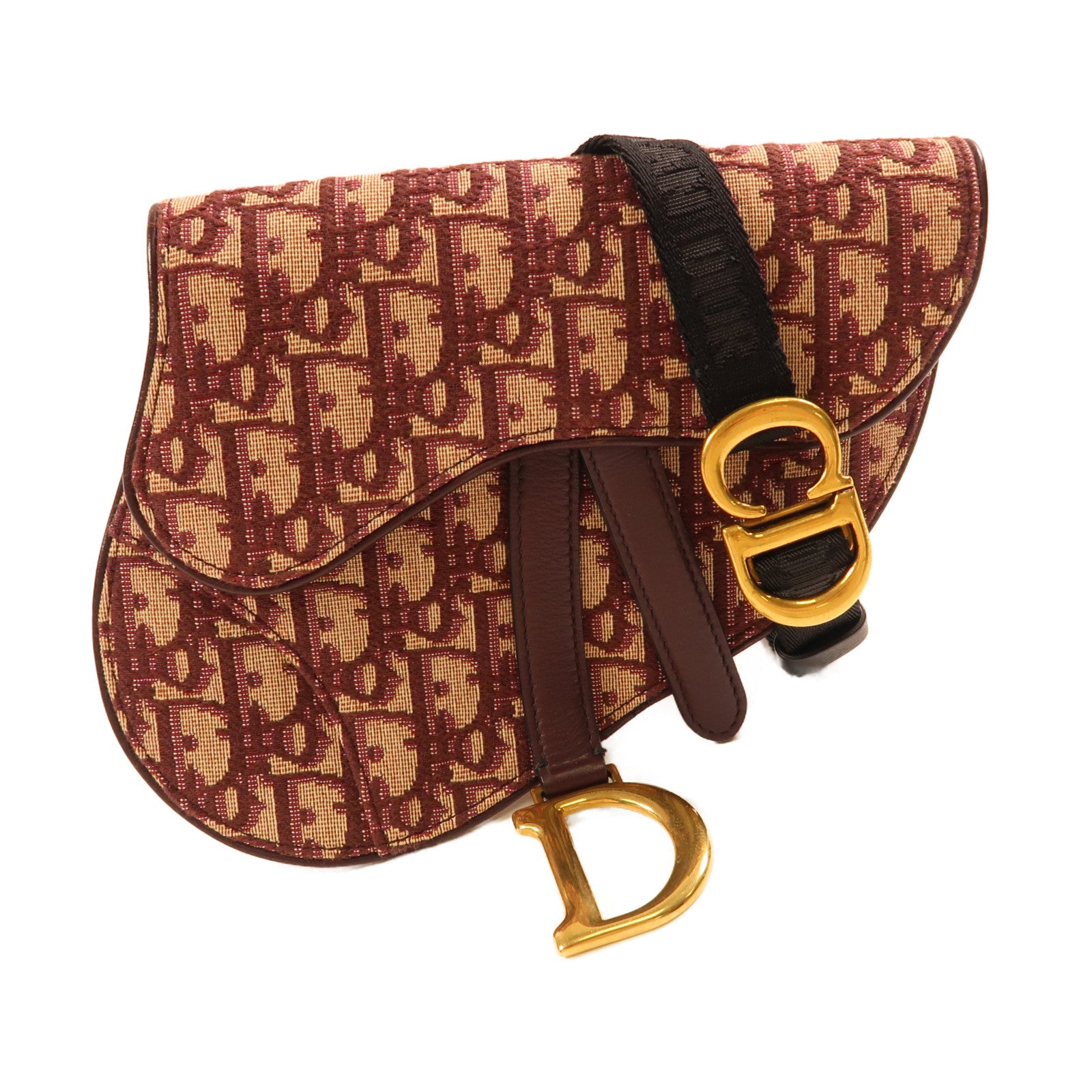 Dior 帆布Saddle Belt Bag金扣腰包紅色