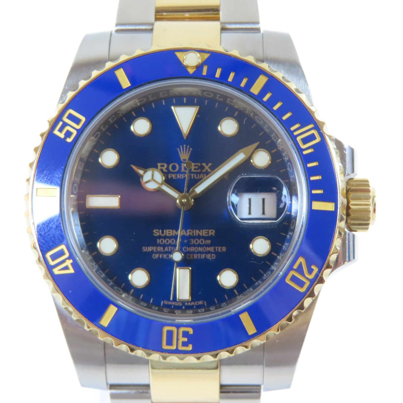 ROLEX 18K黃金/不鏽鋼Submariner Date手錶自動機芯藍色