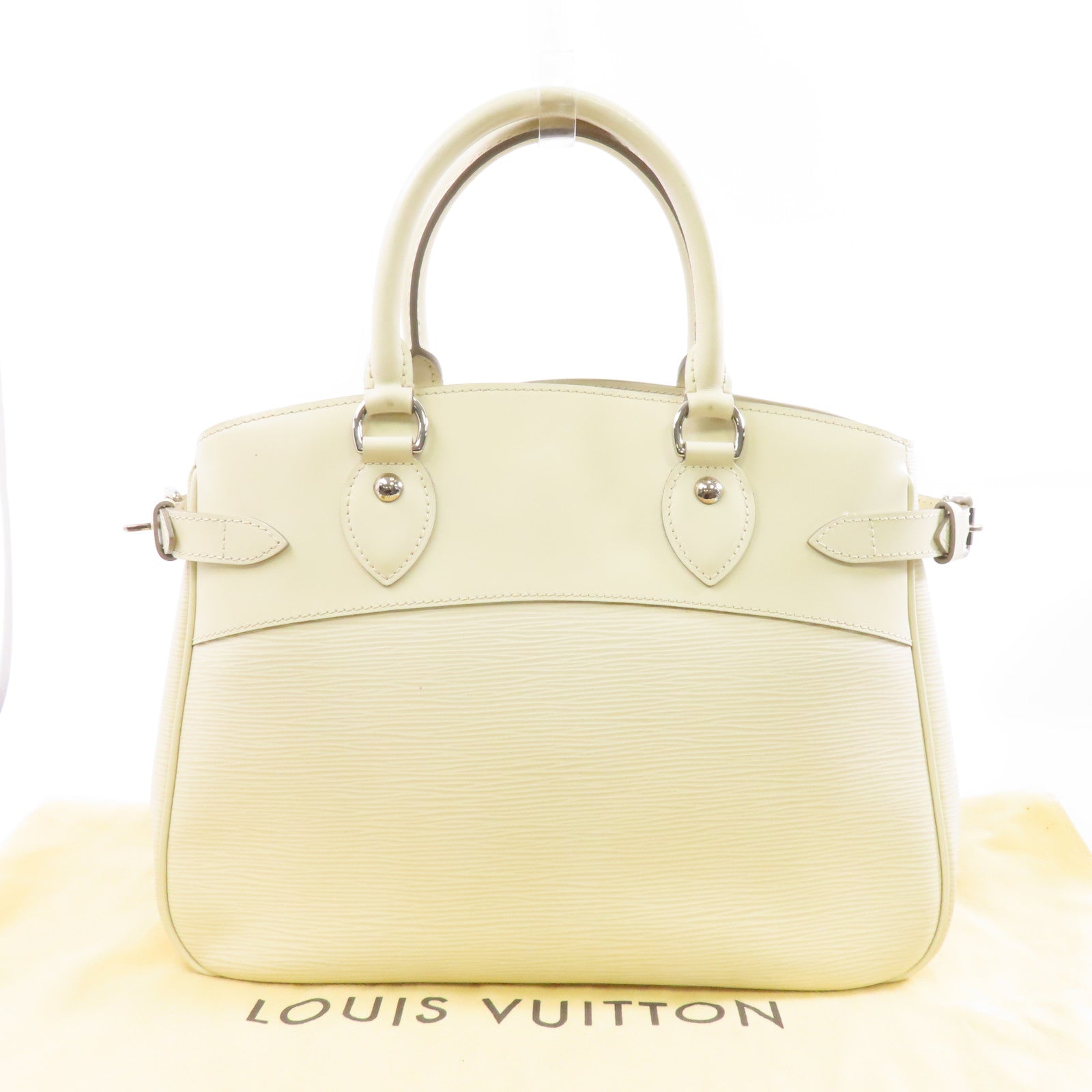 LOUIS VUITTON Epi Passy GM銀扣手挽袋白色
