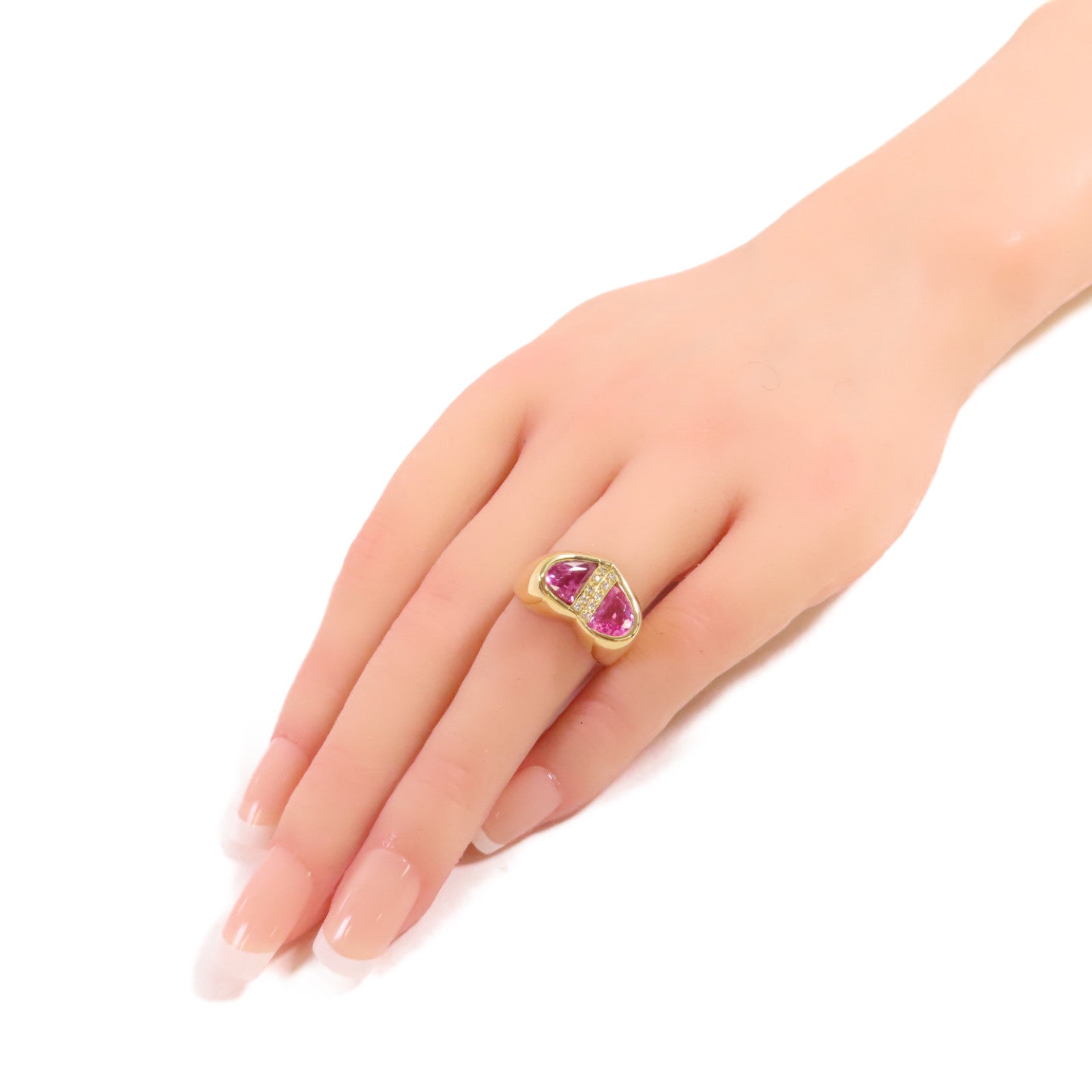 JEWELRY 【激減優惠】18K黃金/2.45ct粉紅藍寶石/0.07ct鑽石Pink Sapphire Diamond Ring戒指US#6.5