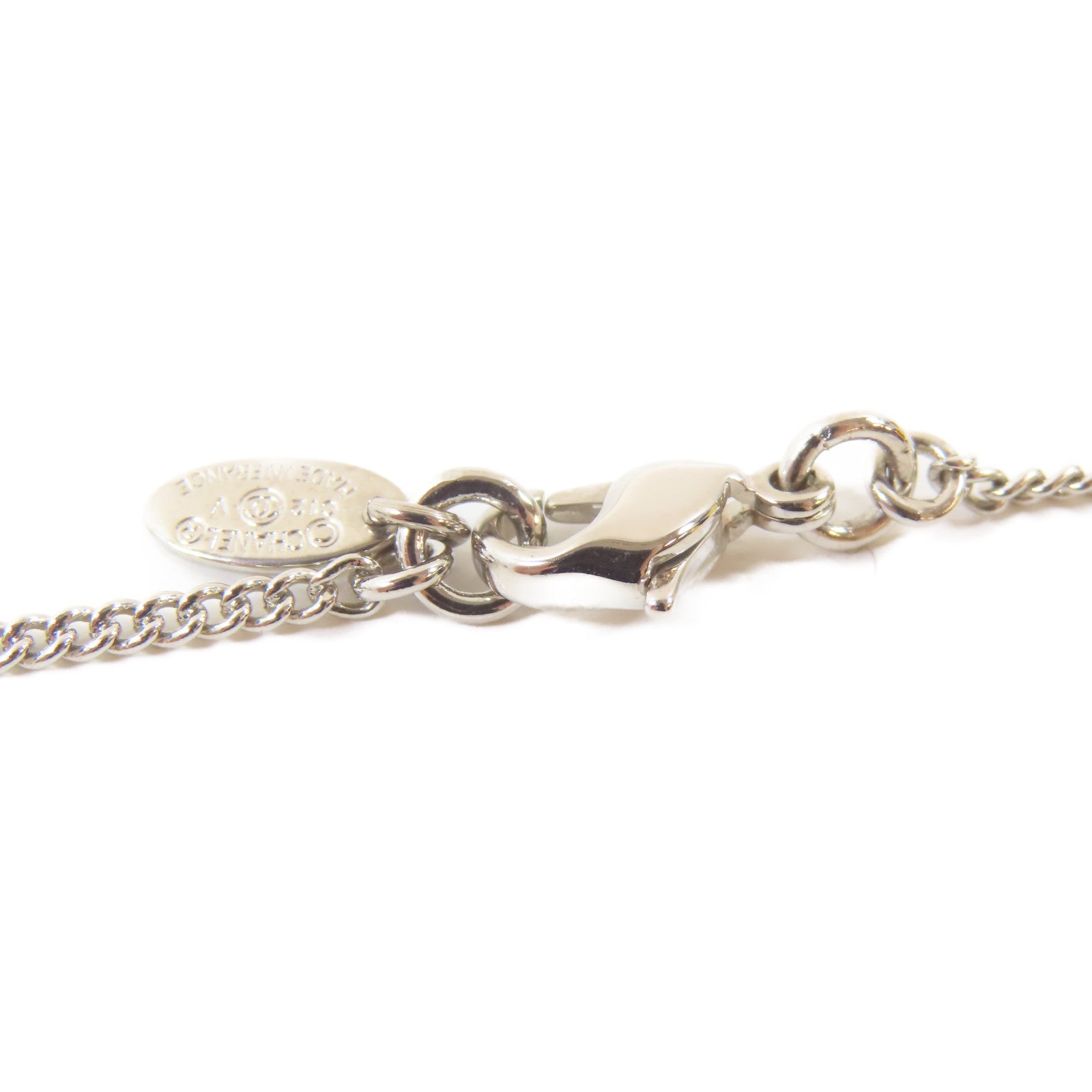 CHANEL 金屬/水晶Necklace項鍊銀色#40cm