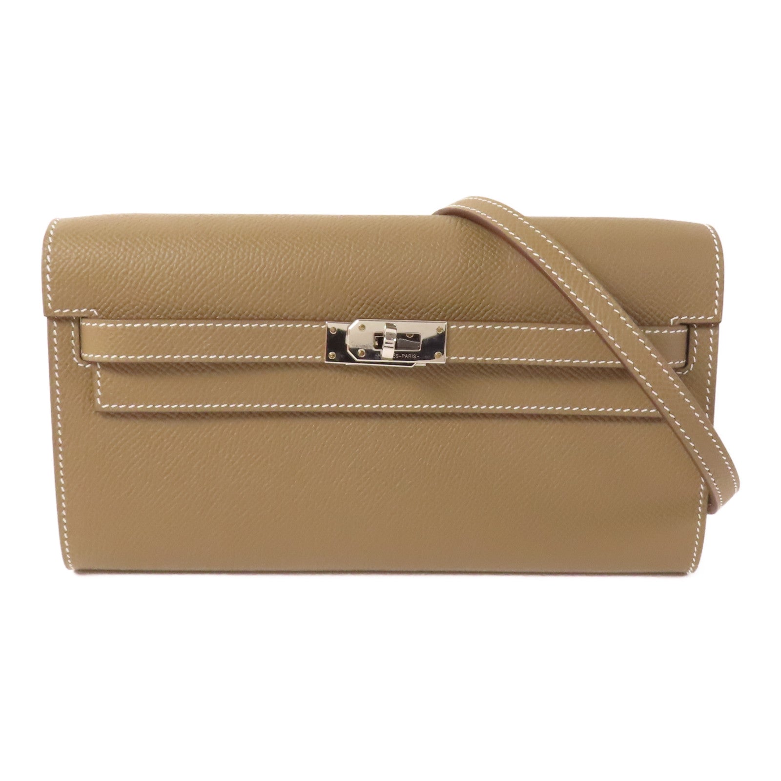 HERMES PHW Kelly To Go Shoulder Bag Epsom Leather Etoupe
