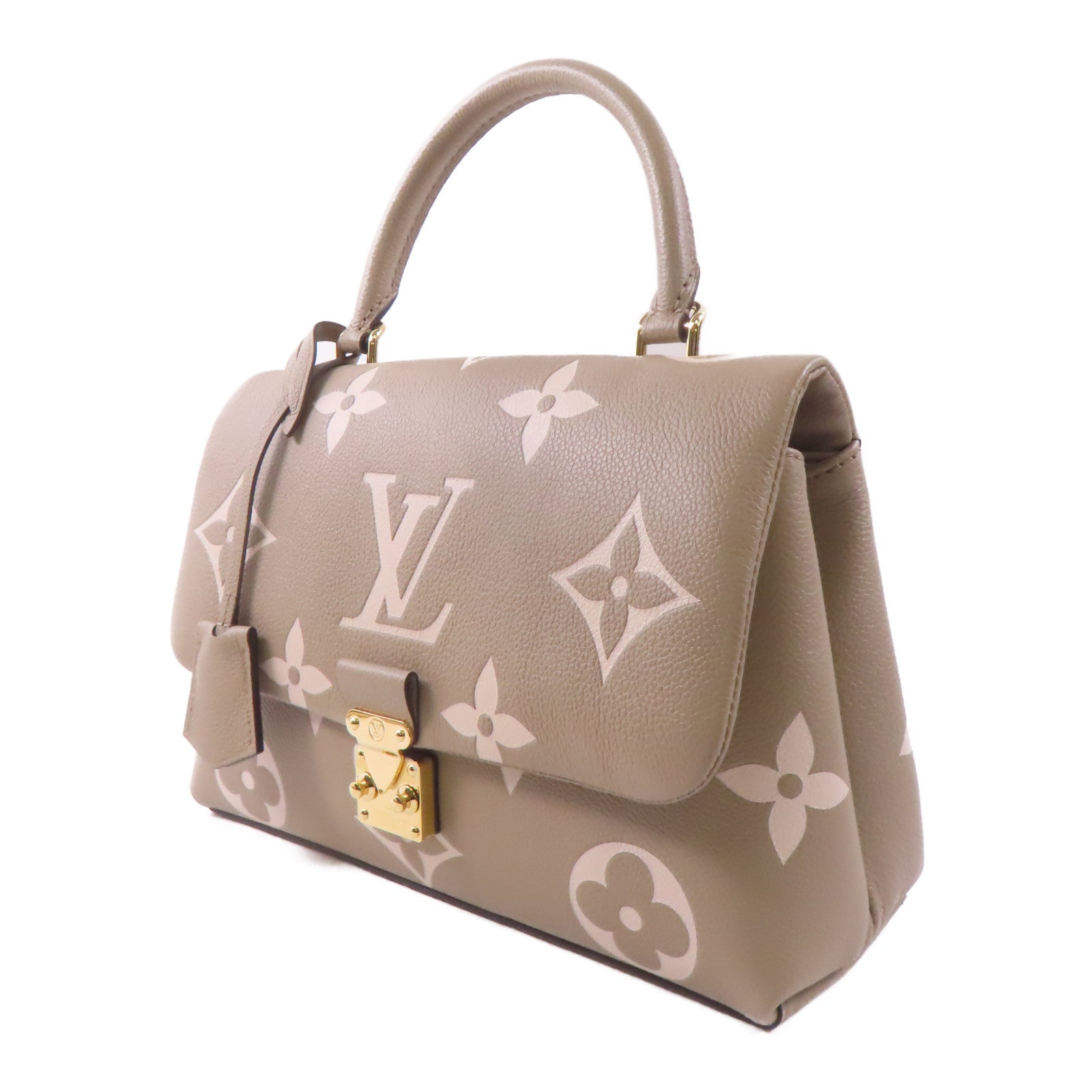 LOUIS VUITTON Monogram Empreinte Madeleine MM金扣手挽肩背兩用袋淺褐色