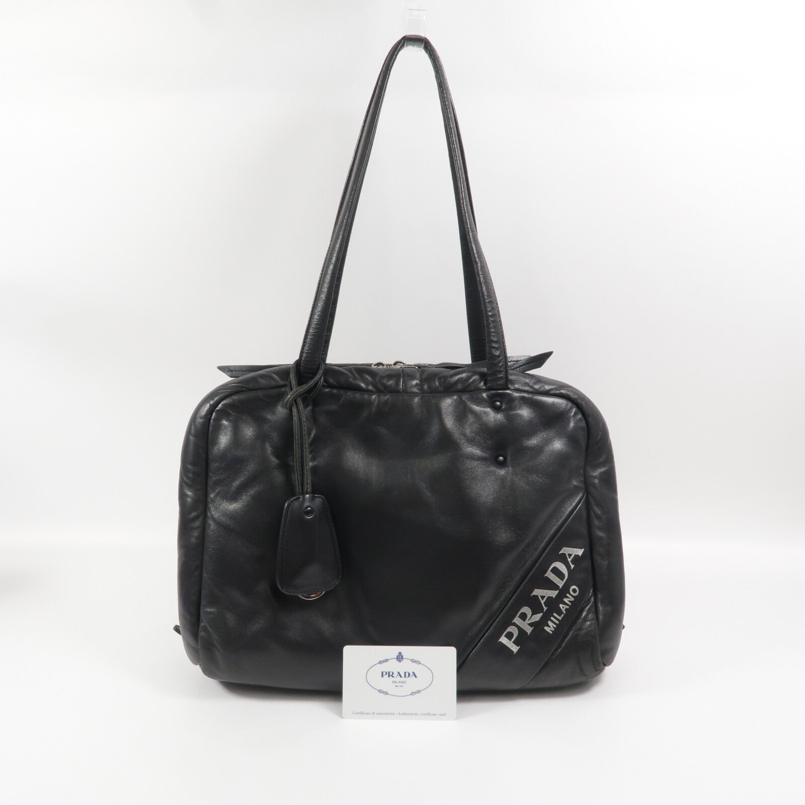 PRADA 牛皮皮革Boston Bag肩背袋
