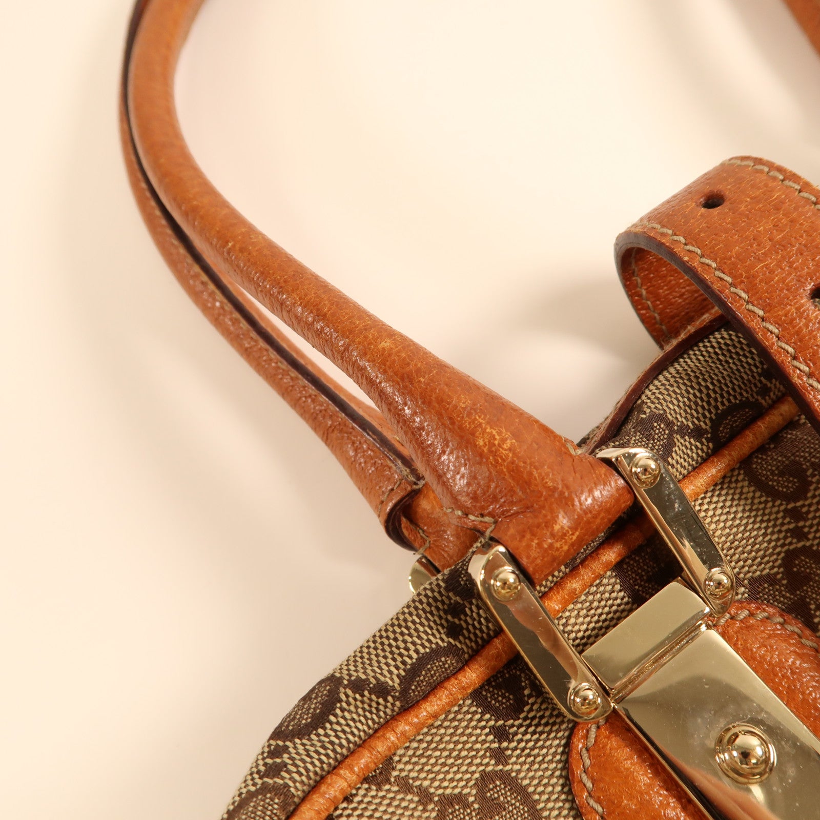 GUCCI 帆布Shoulder Bag金扣鏈帶肩背袋