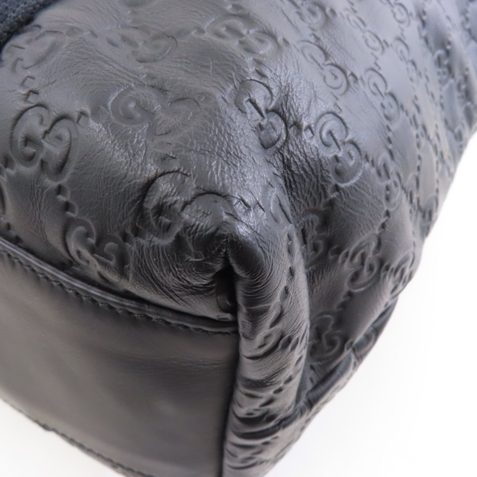 GUCCI 【激減優惠】牛皮皮革Shoulder Tote銀扣肩背袋/手挽袋黑色