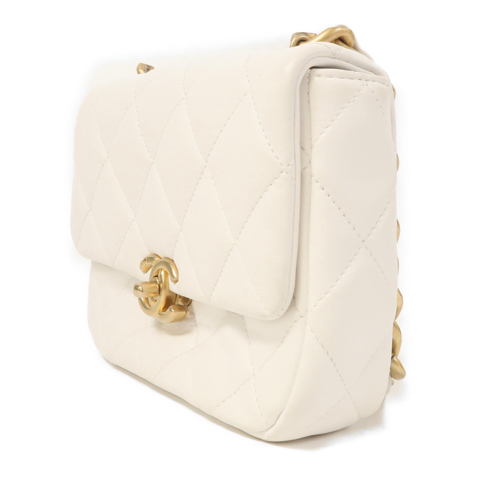 CHANEL 羊皮皮革Chain Shoulder金扣鏈帶肩背袋