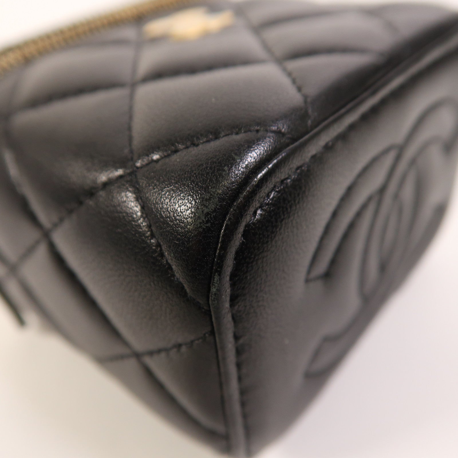 CHANEL 羊皮皮革Mini Vanity金扣鏈帶肩背袋