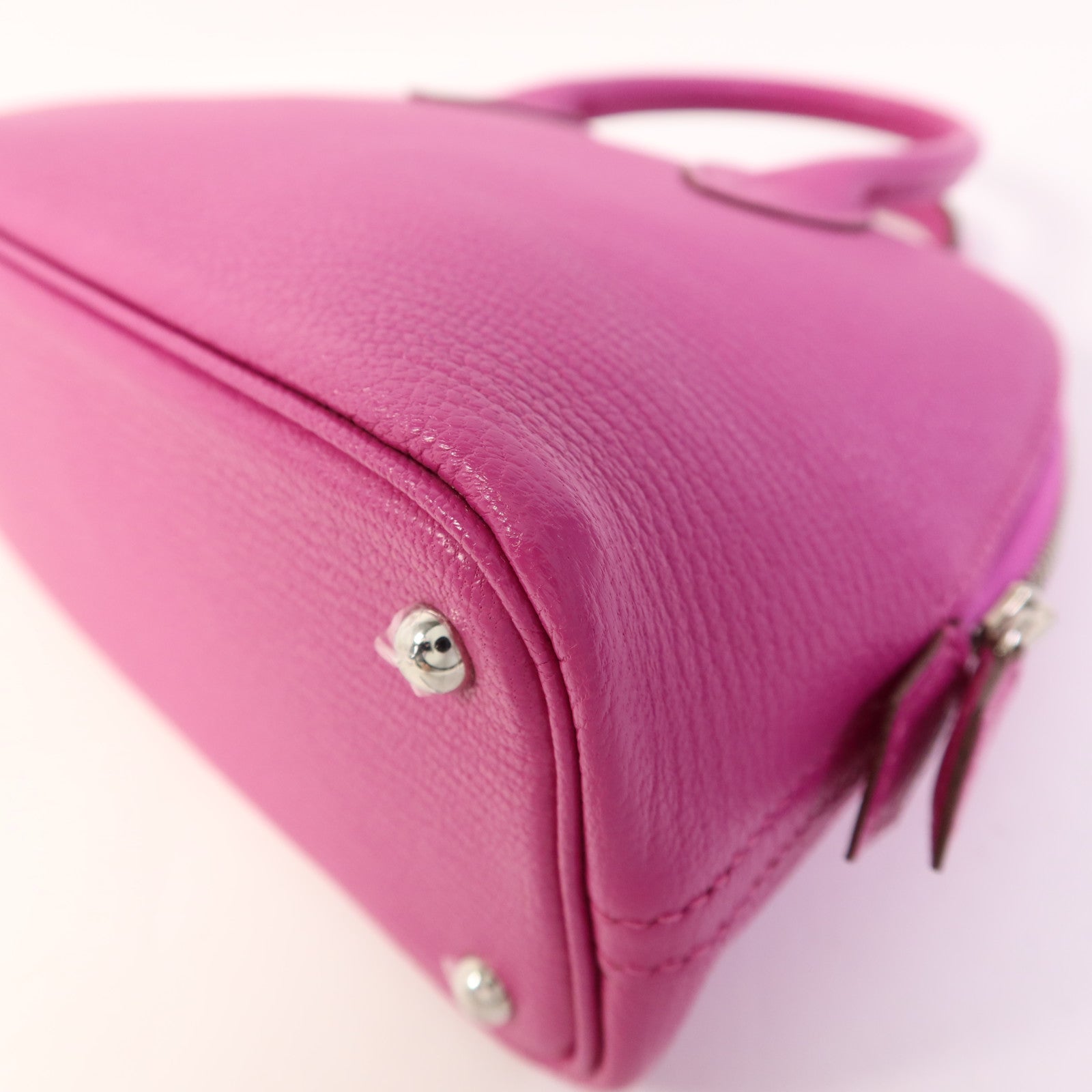 HERMES Chevre Mysore皮革Mini Bolide 1923銀扣手挽肩背兩用袋Rose Purple