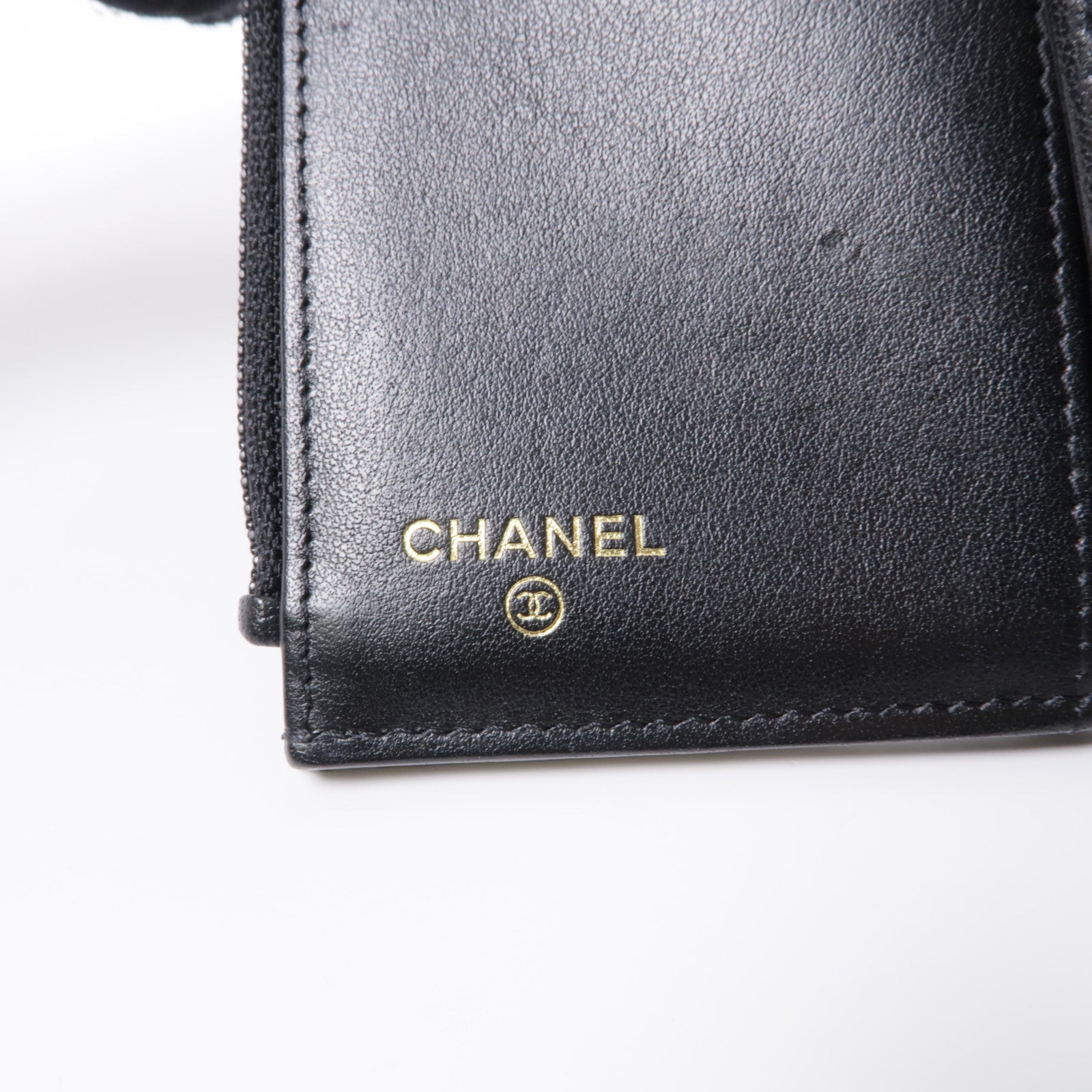 CHANEL 皮革Wallet金扣錢包黑色