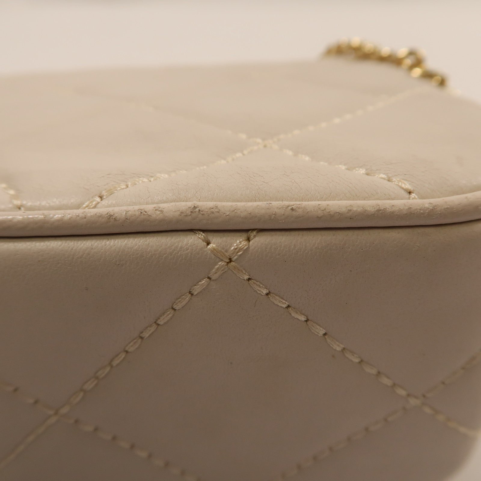 Michael Kors 牛皮皮革Chain Shoulder Bag金扣鏈帶肩背袋白色