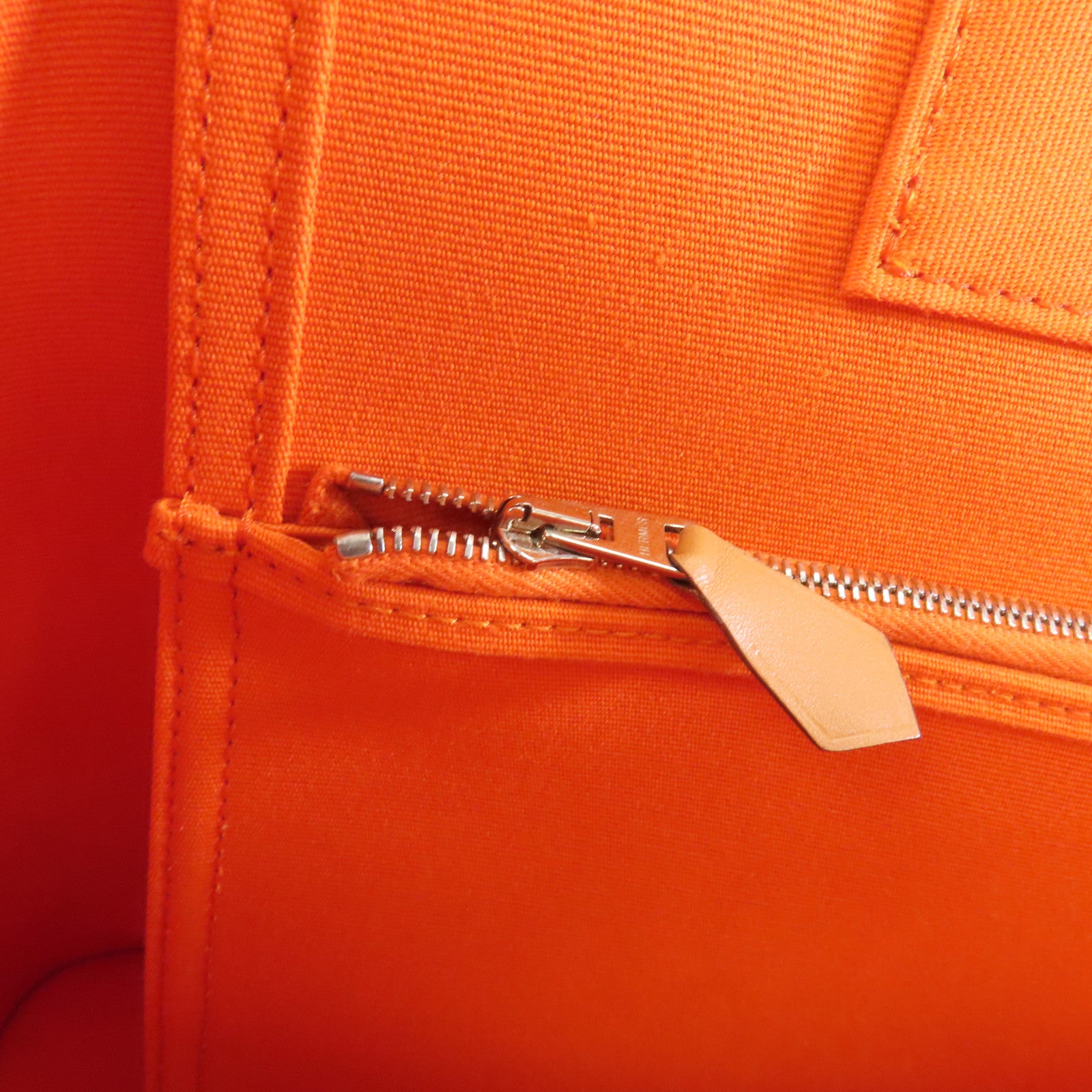 HERMES 帆布Cabag PM銀扣手挽肩背兩用袋橙色