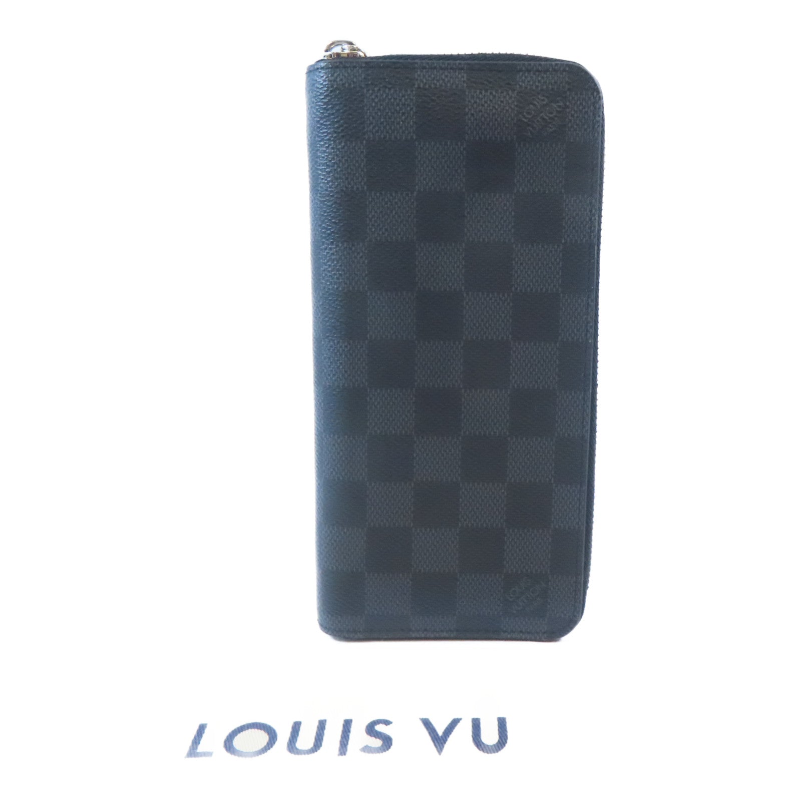 LOUIS VUITTON Damier Graphite Zippy Wallet Vertical銀扣長錢包黑色