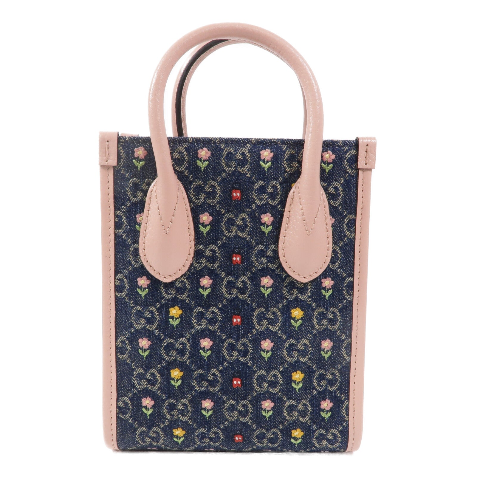 GUCCI 牛仔布Interlocking G Mini Tote手挽肩背兩用袋