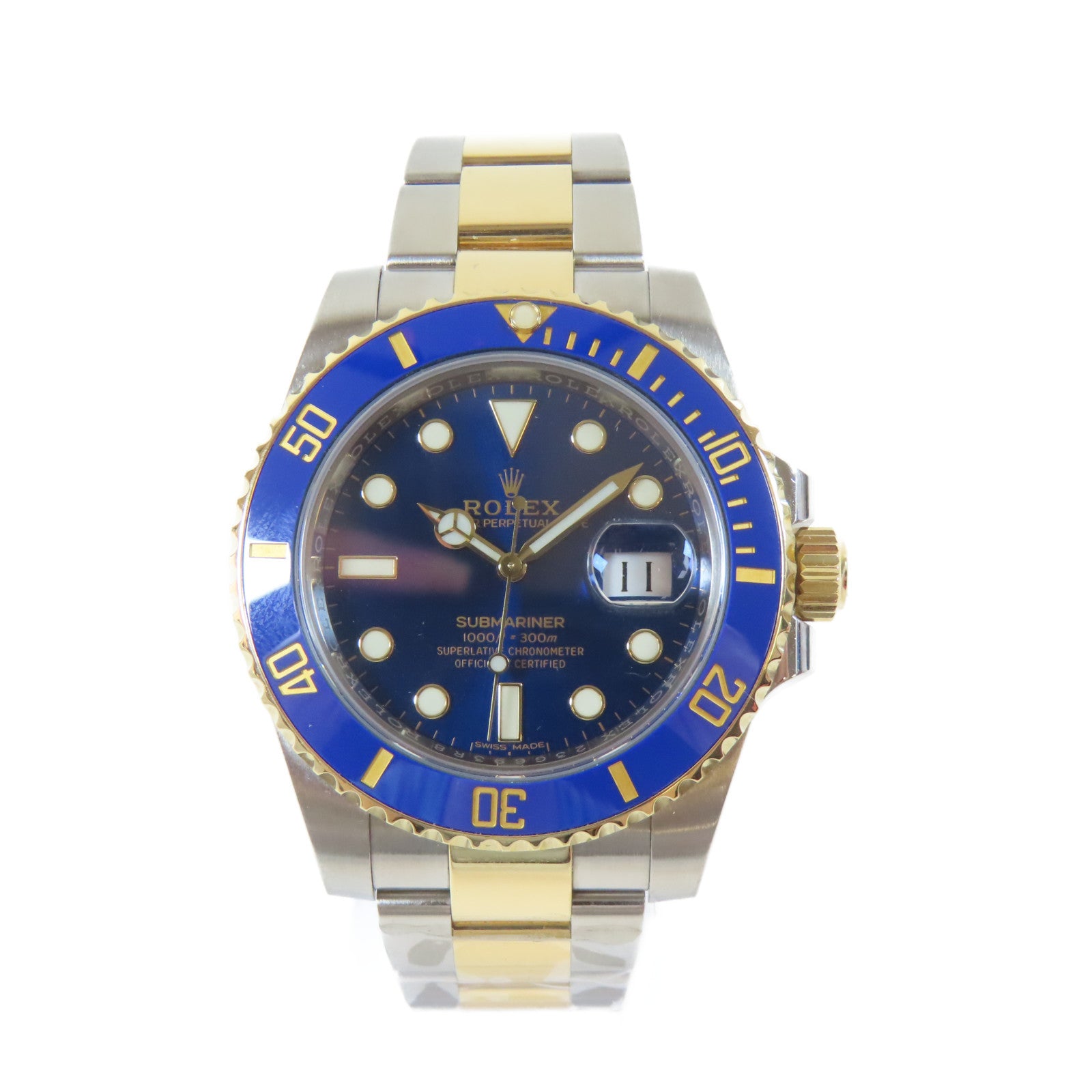 ROLEX 18K黃金/不鏽鋼Submariner Date手錶自動機芯藍色