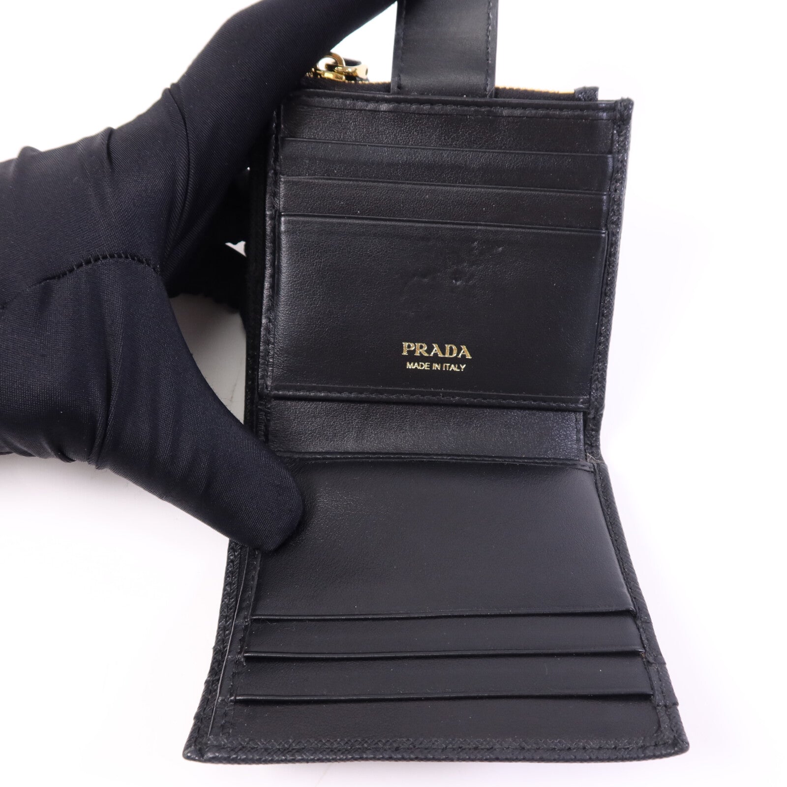 PRADA 牛皮皮革Saffiano Wallet金扣錢包