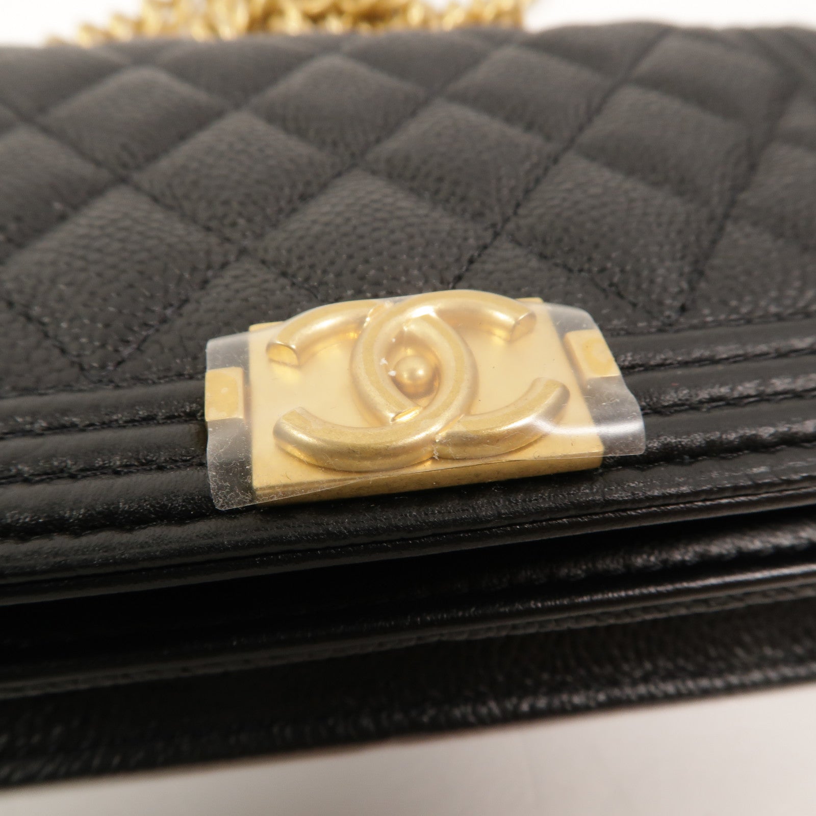CHANEL 牛皮皮革Mini Boy鏈帶肩背袋