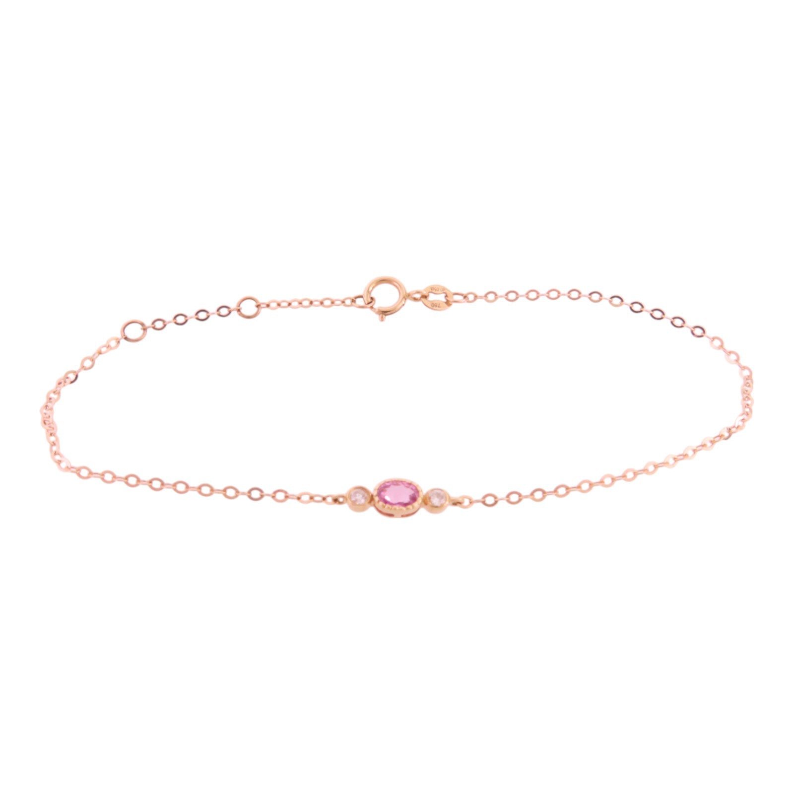JEWELRY 18K玫瑰金/粉紅藍寶石/鑽石Pink Sapphire Diamond Bracelet手鏈