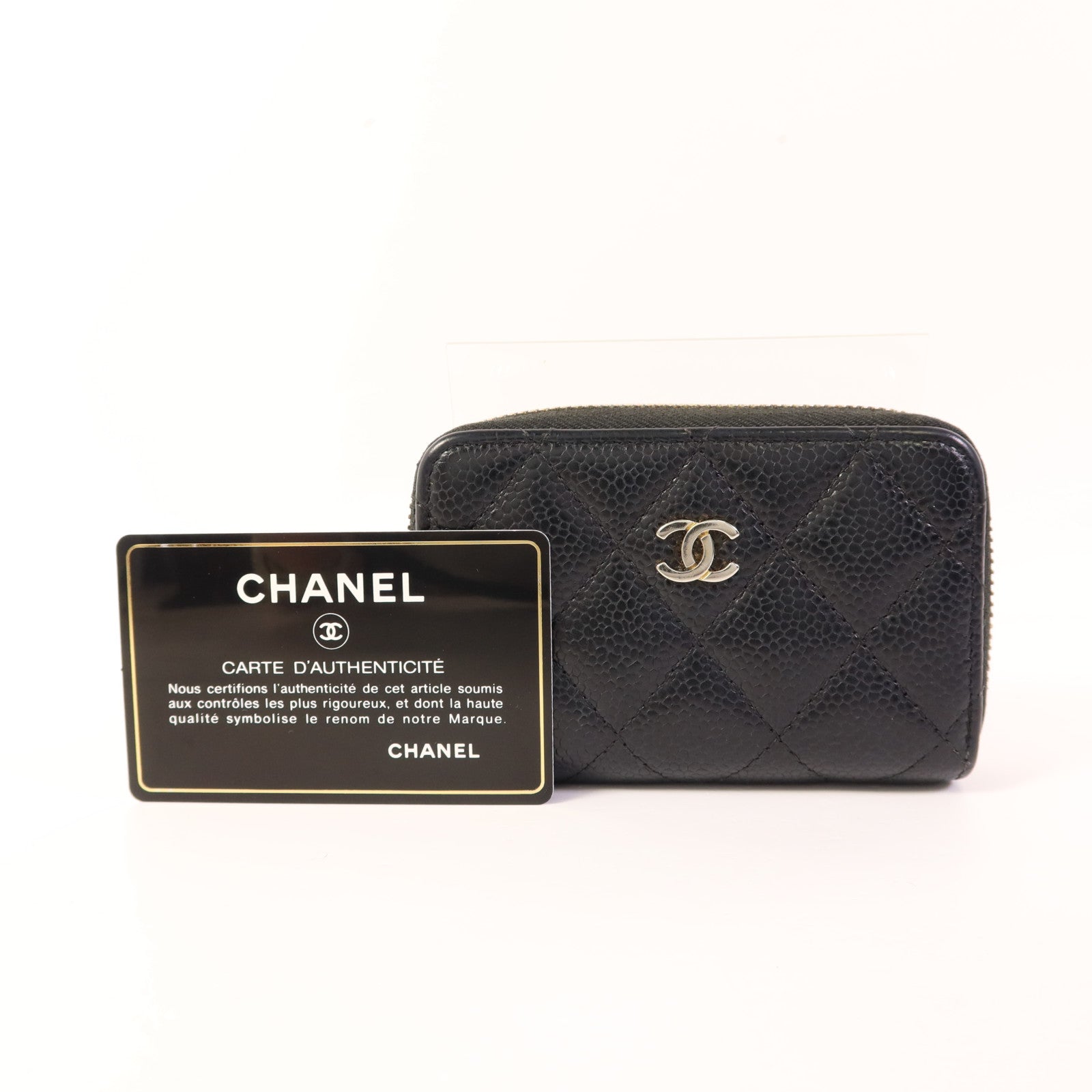 CHANEL 牛皮皮革Card Case銀扣卡片套