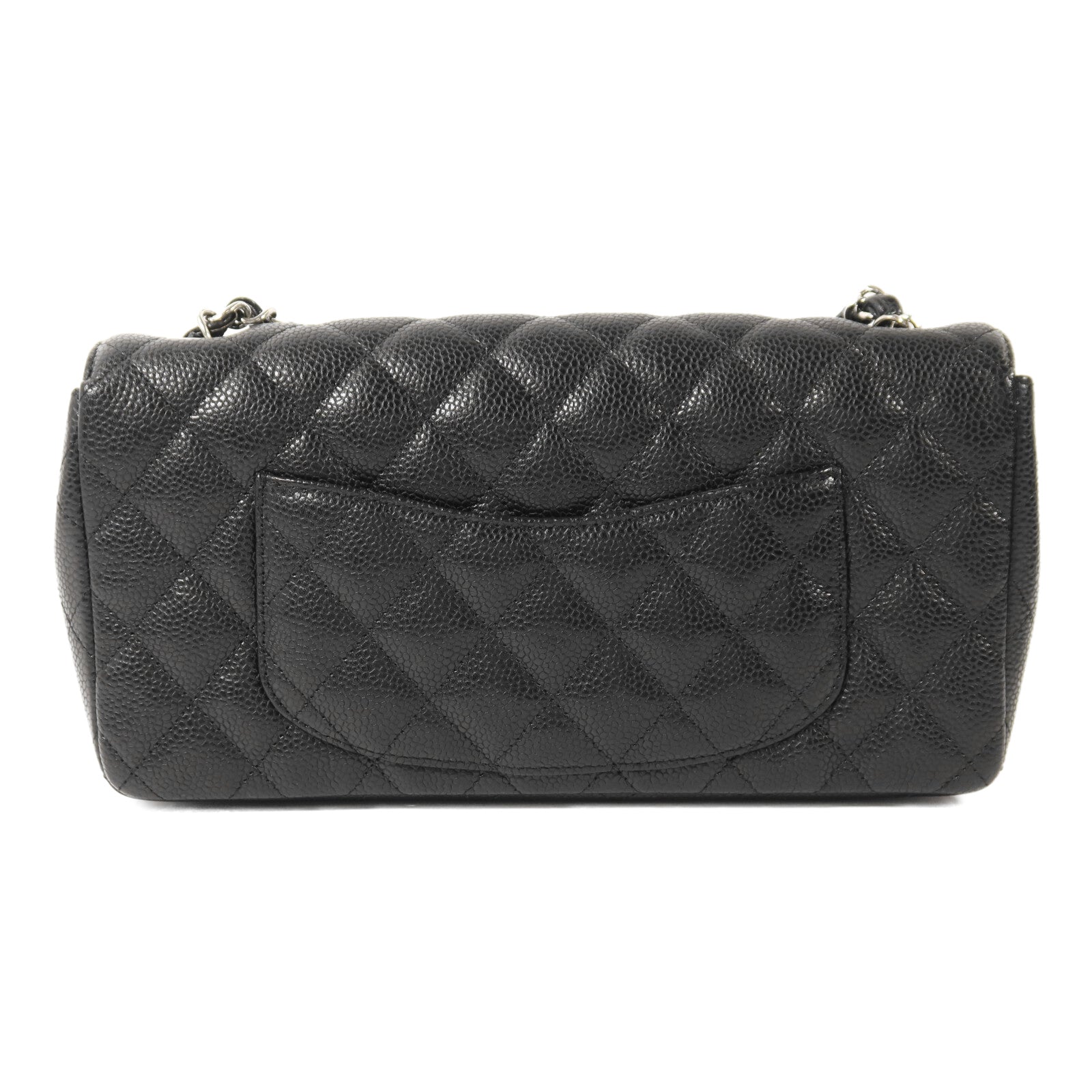 CHANEL 牛皮皮革Classic East West Baguette Bag銀扣鏈帶肩背袋
