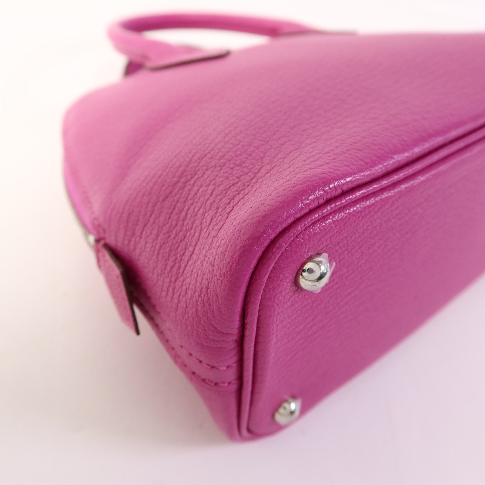 HERMES Chevre Mysore皮革Mini Bolide 1923銀扣手挽肩背兩用袋Rose Purple