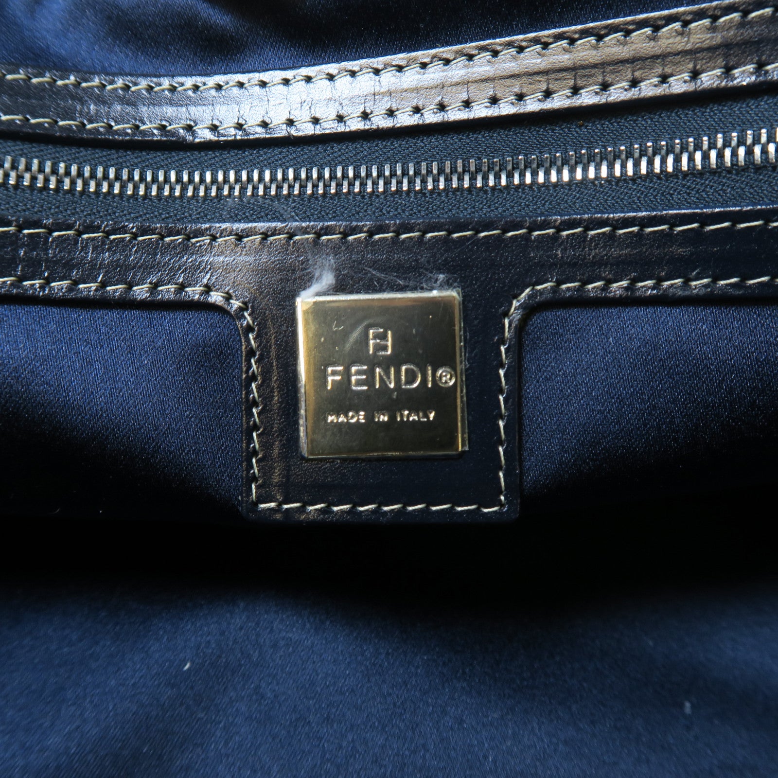 FENDI 【激減優惠】帆布Handbag銀扣手挽袋深藍色