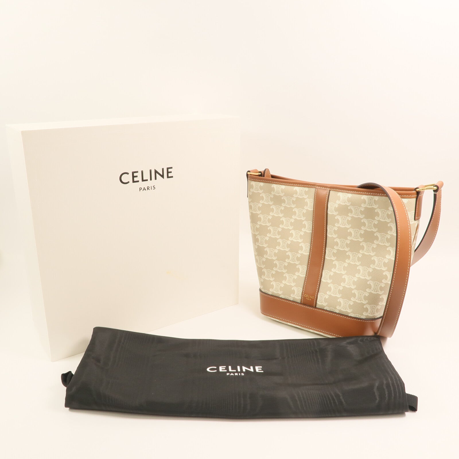 CELINE 塗層帆布Small Bucket金扣肩背袋