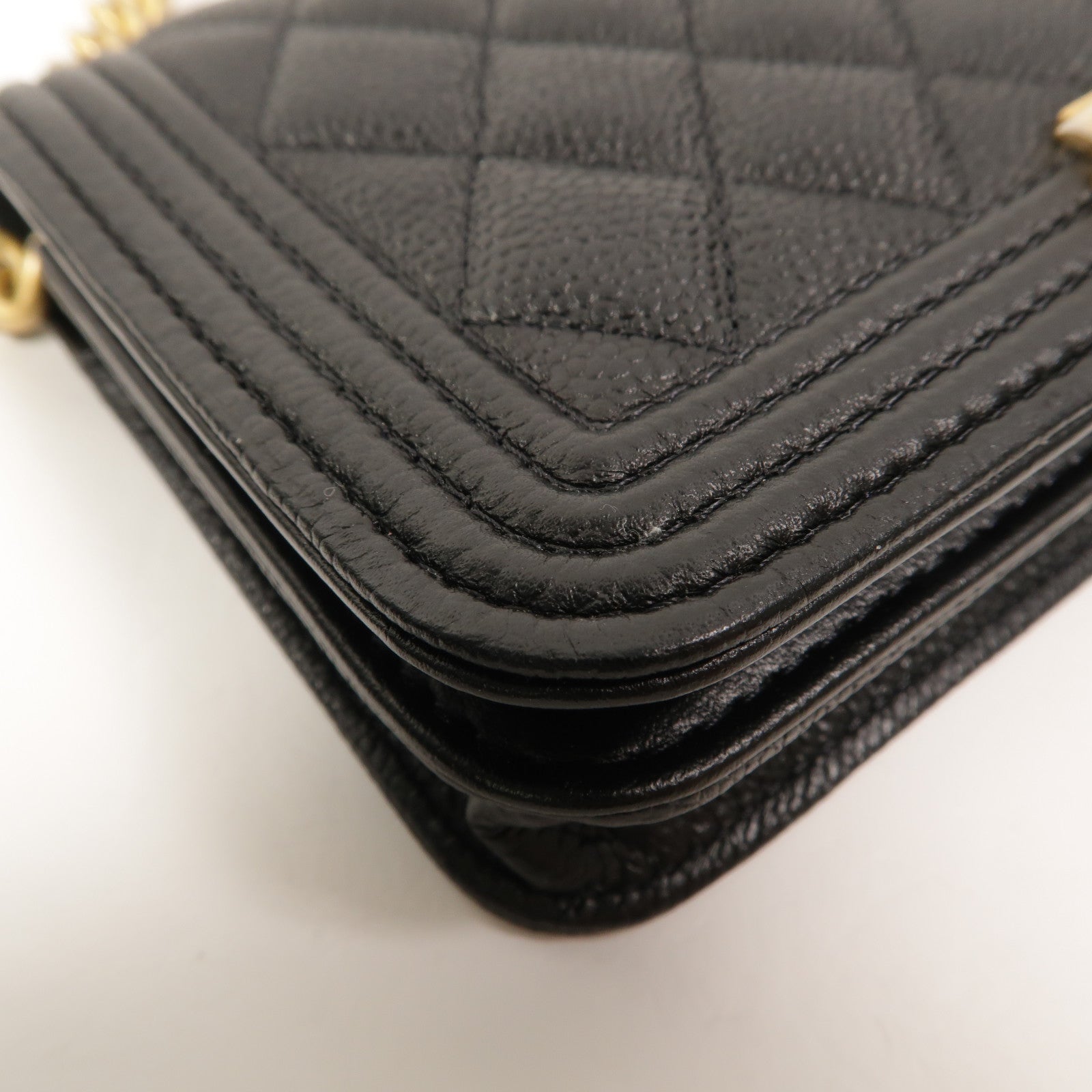 CHANEL 牛皮皮革Mini Boy鏈帶肩背袋