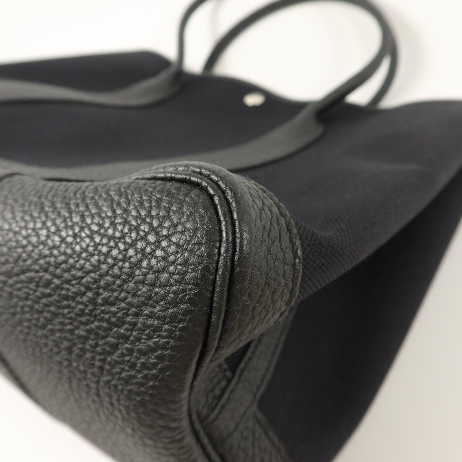 HERMES Negonda皮革/帆布GardenParty PM手挽袋Noir