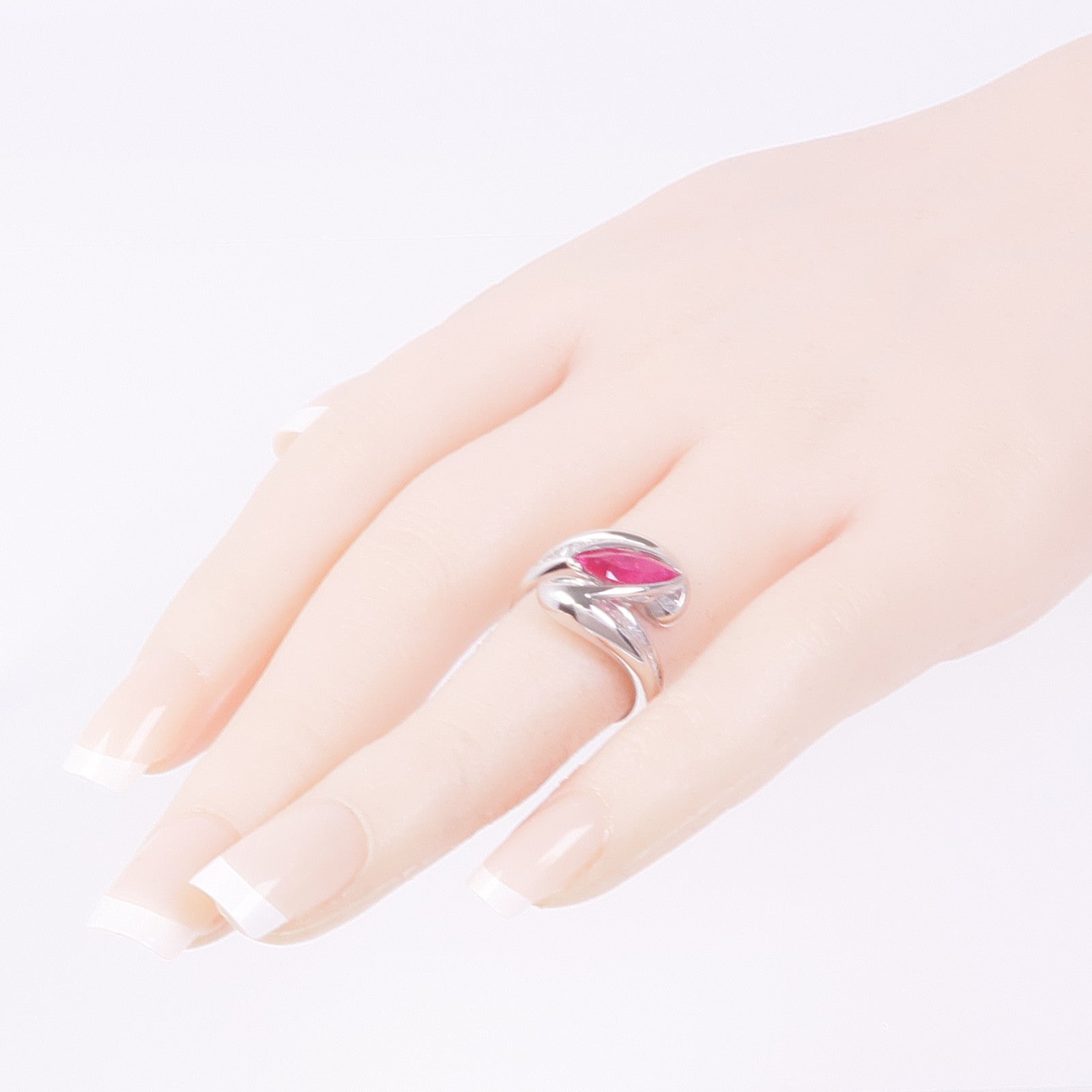 JEWELRY PT900鉑金Ruby Diamond Ring紅寶石/鑽石戒指US#5.75