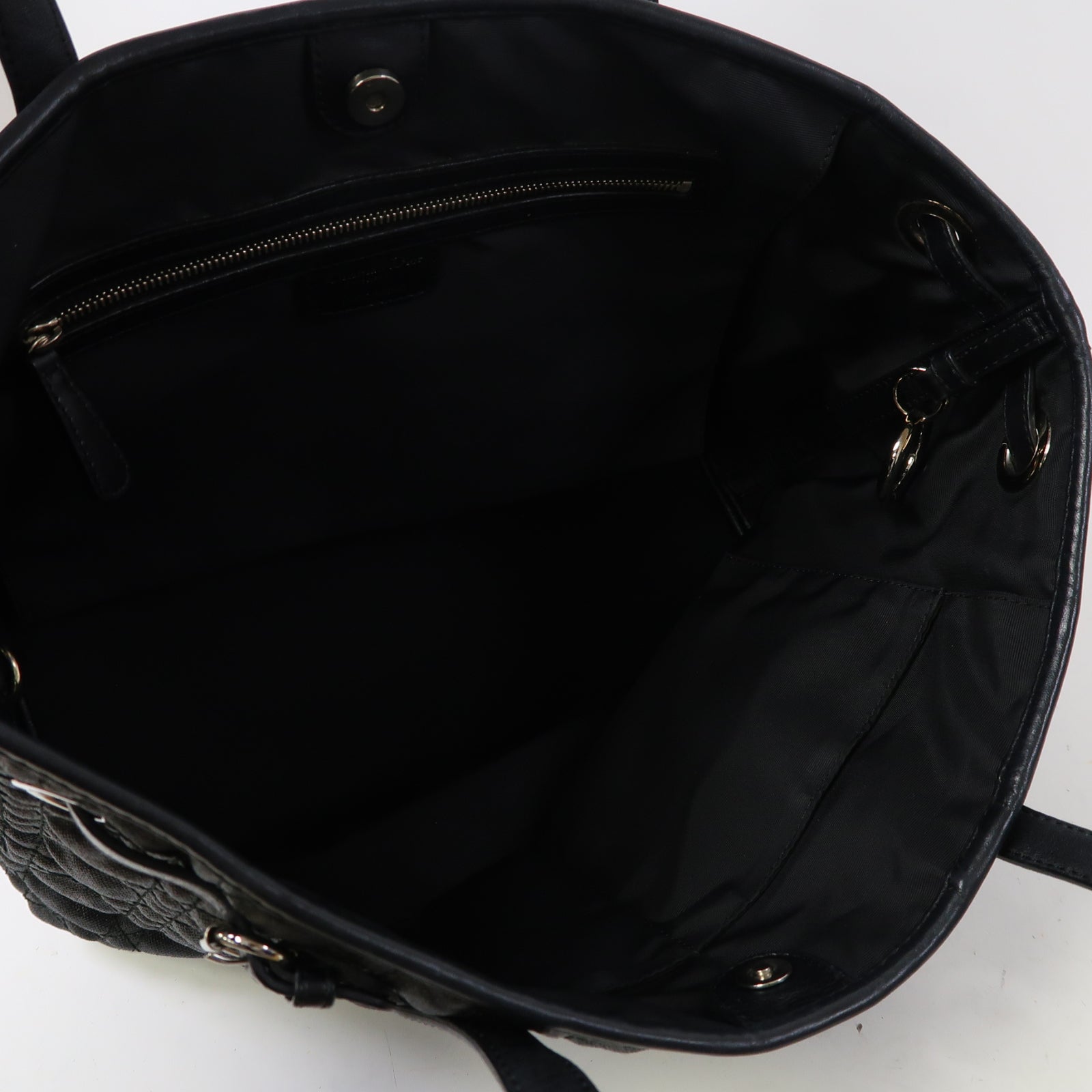 Dior 尼龍Cannage Tote Bag銀扣手挽袋黑色