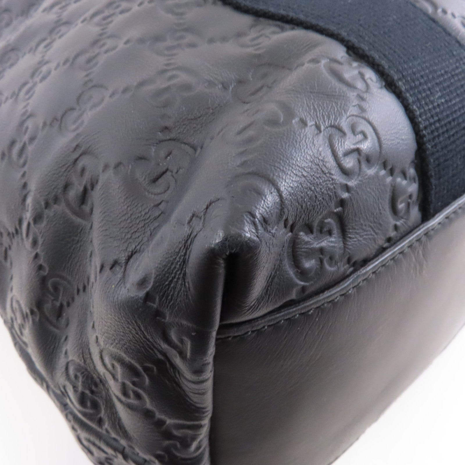GUCCI 【激減優惠】牛皮皮革Shoulder Tote銀扣肩背袋/手挽袋黑色