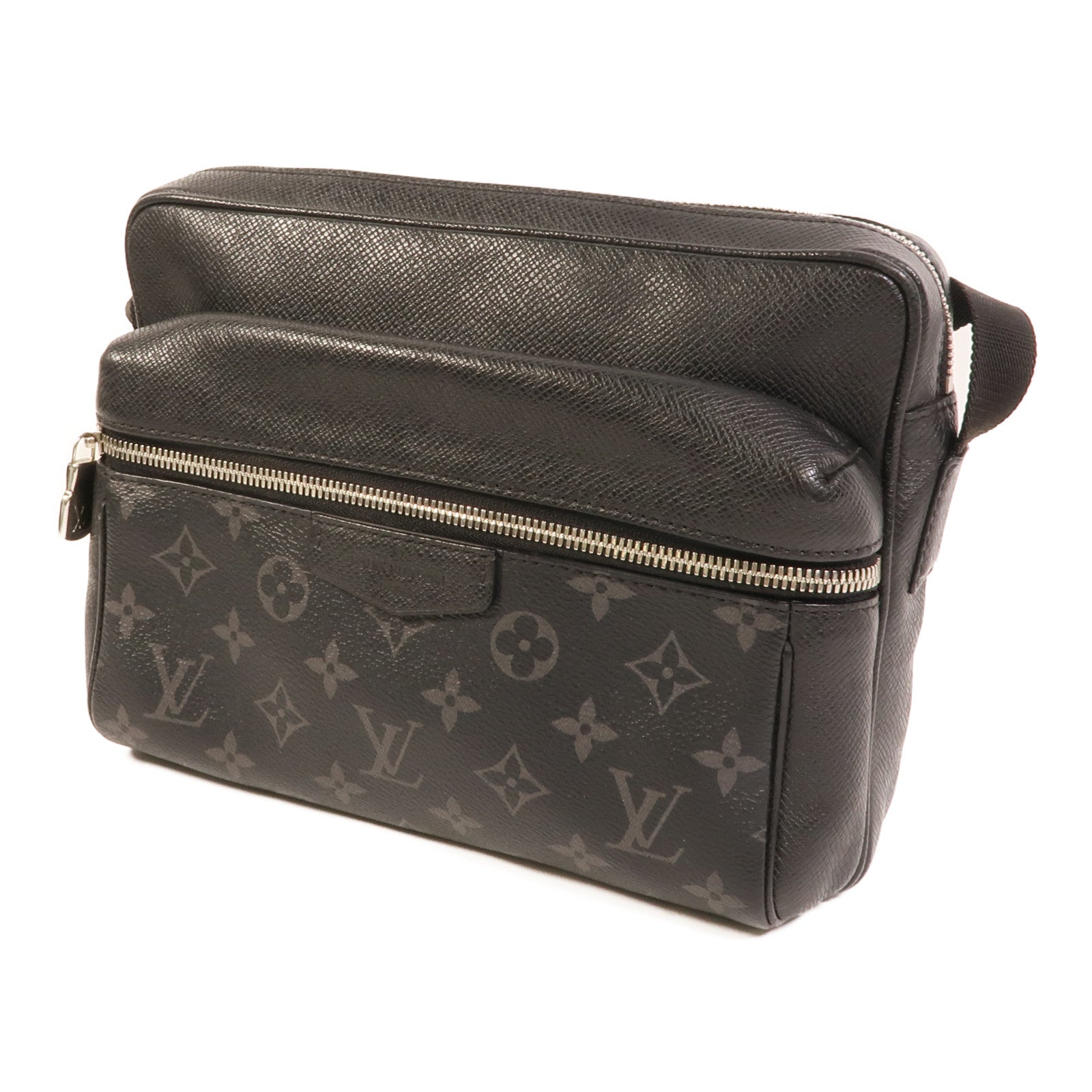 LOUIS VUITTON Monogram Eclipse/Taiga Outdoor Messenger銀扣肩背袋