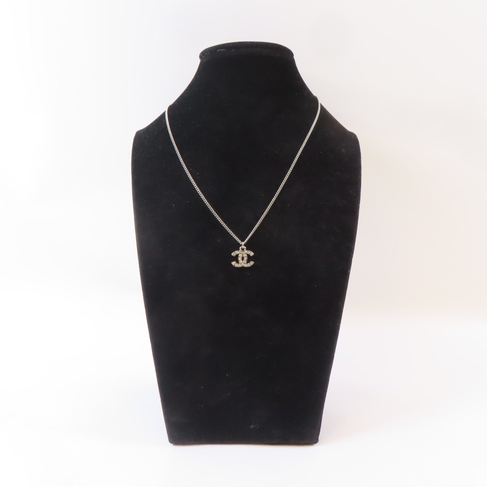 CHANEL 金屬/水晶Necklace項鍊銀色#40cm