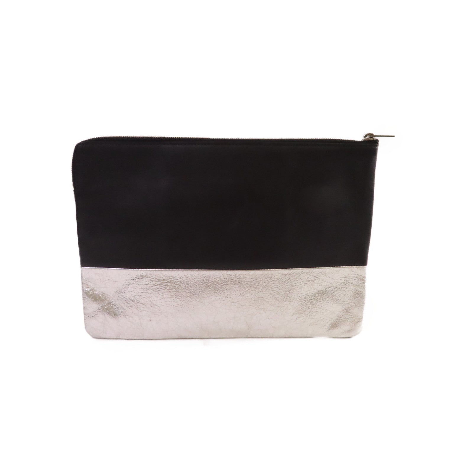CELINE 【激減優惠】牛皮皮革Clutch Bag手拿包黑色/銀色