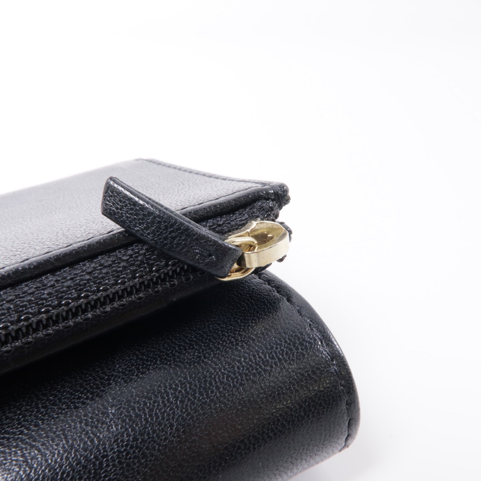 CHANEL 皮革Wallet金扣錢包黑色