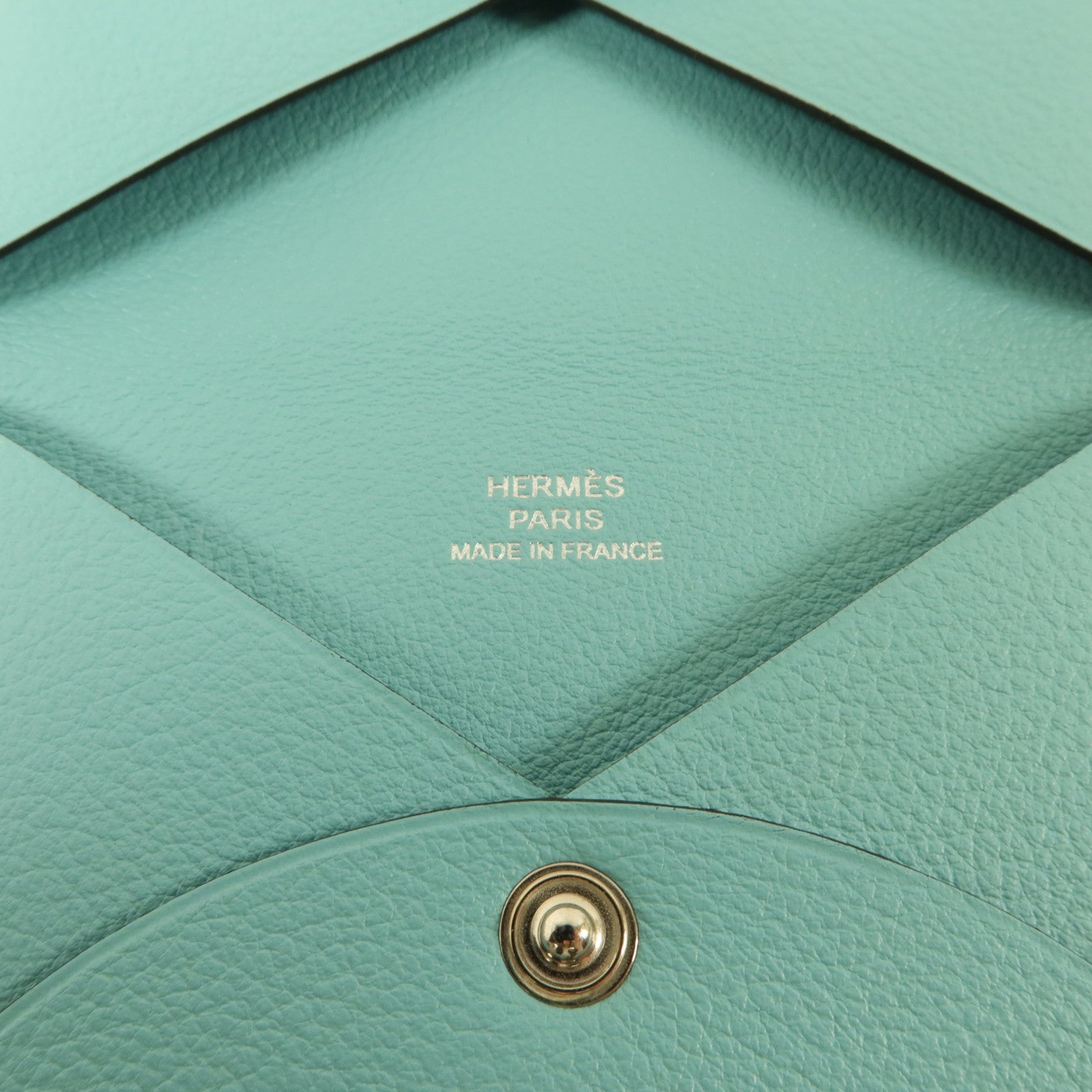 HERMES Evercolor皮革Calvi Card Holder卡片套Bleu Atoll