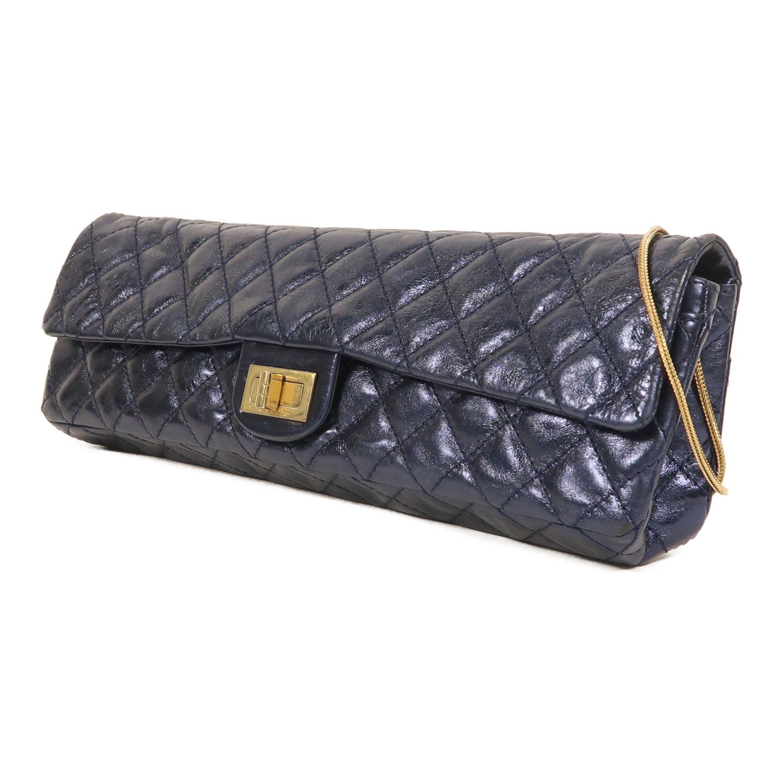 CHANEL 皮革2.55金扣鏈帶肩背袋