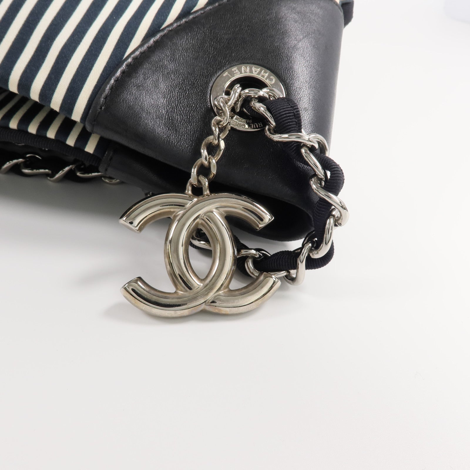 CHANEL 帆布2 Way Shoulder銀扣手挽肩背兩用袋