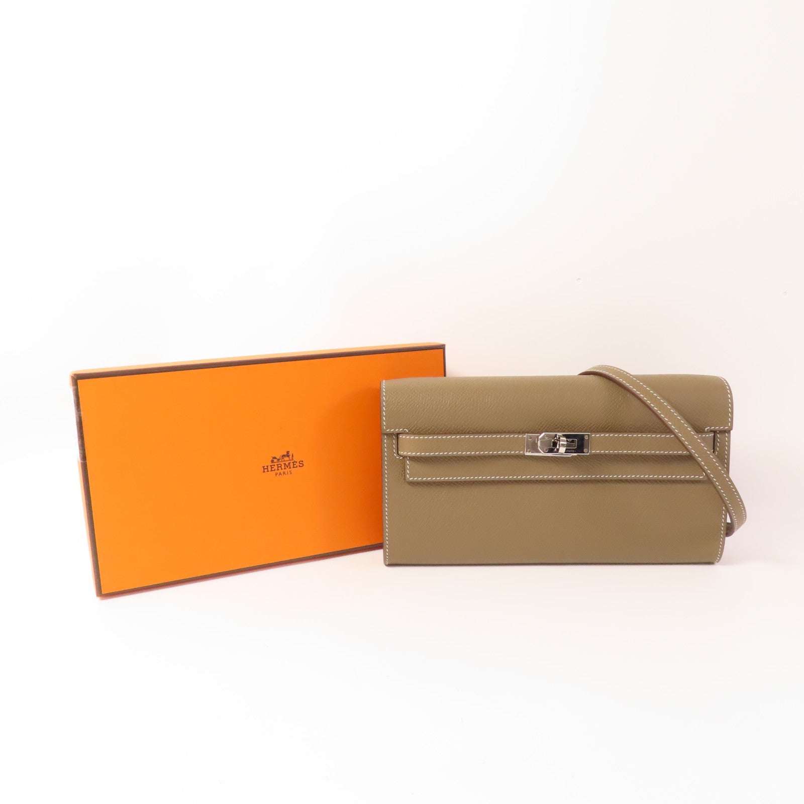 HERMES PHW Kelly To Go Shoulder Bag Epsom Leather Etoupe